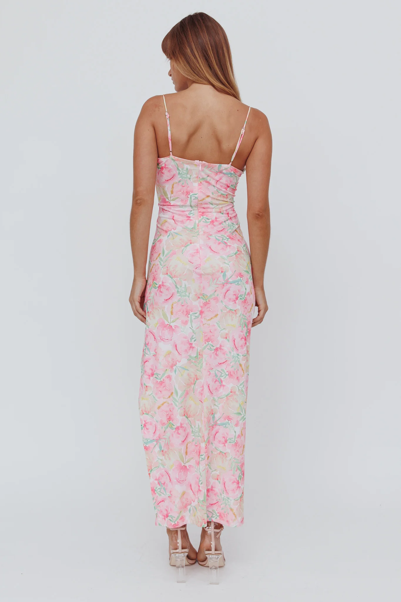 Catriona Split Ruffle Midi Dress Floral Yellow