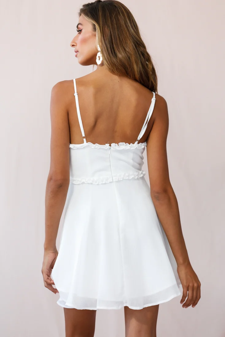 Zeta Bust Tie A-Line Dress White