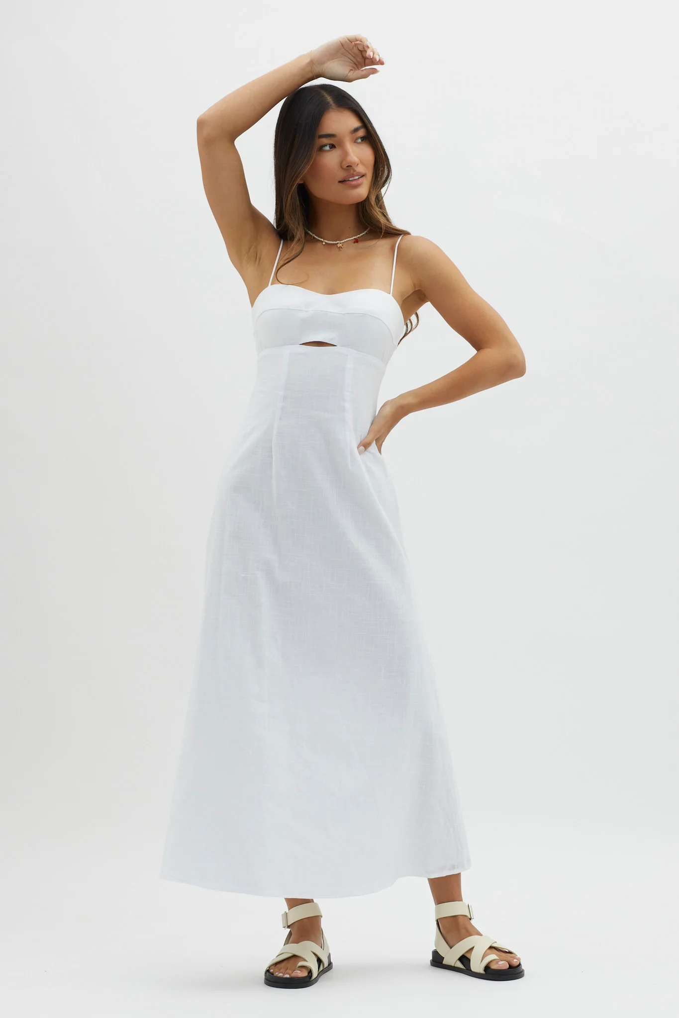 Be Yourself Keyhole Bust Maxi Dress White