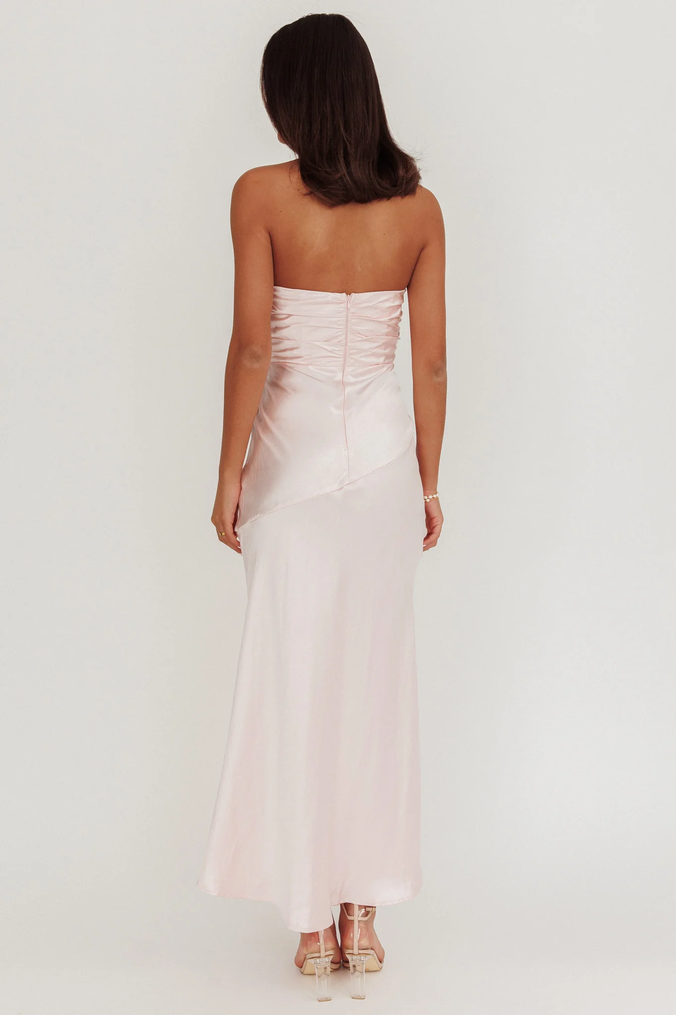 Blaise Asymmetric Neckline Maxi Dress Pink
