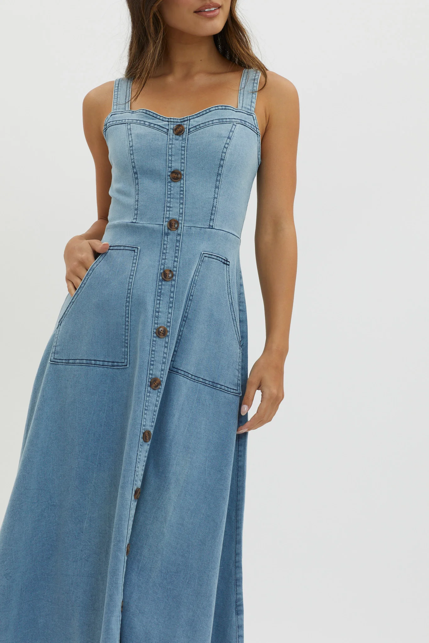 Laureen Pocket Maxi Dress Denim Blue