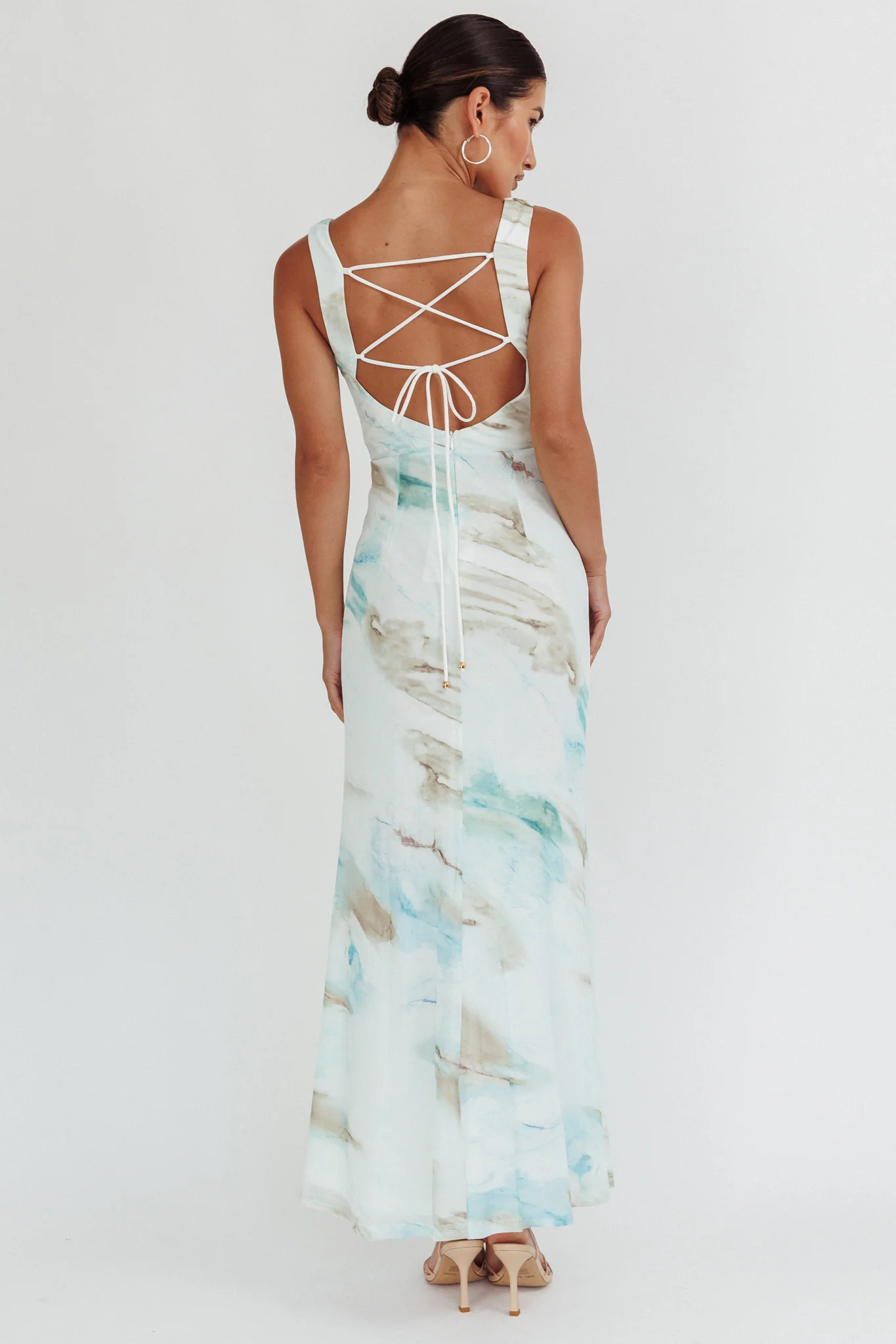 Jovelle Strappy Back Maxi Dress Marble Blue