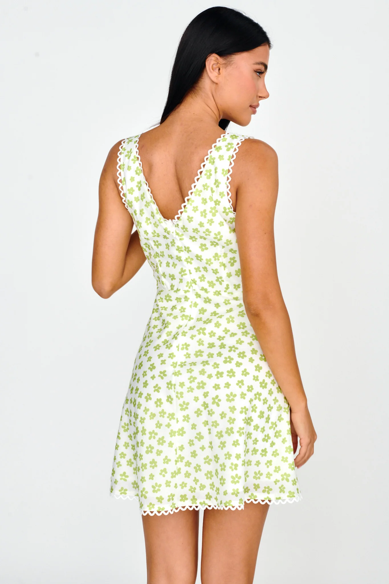Miss Divine V-Neck Sun Dress Flower Pea