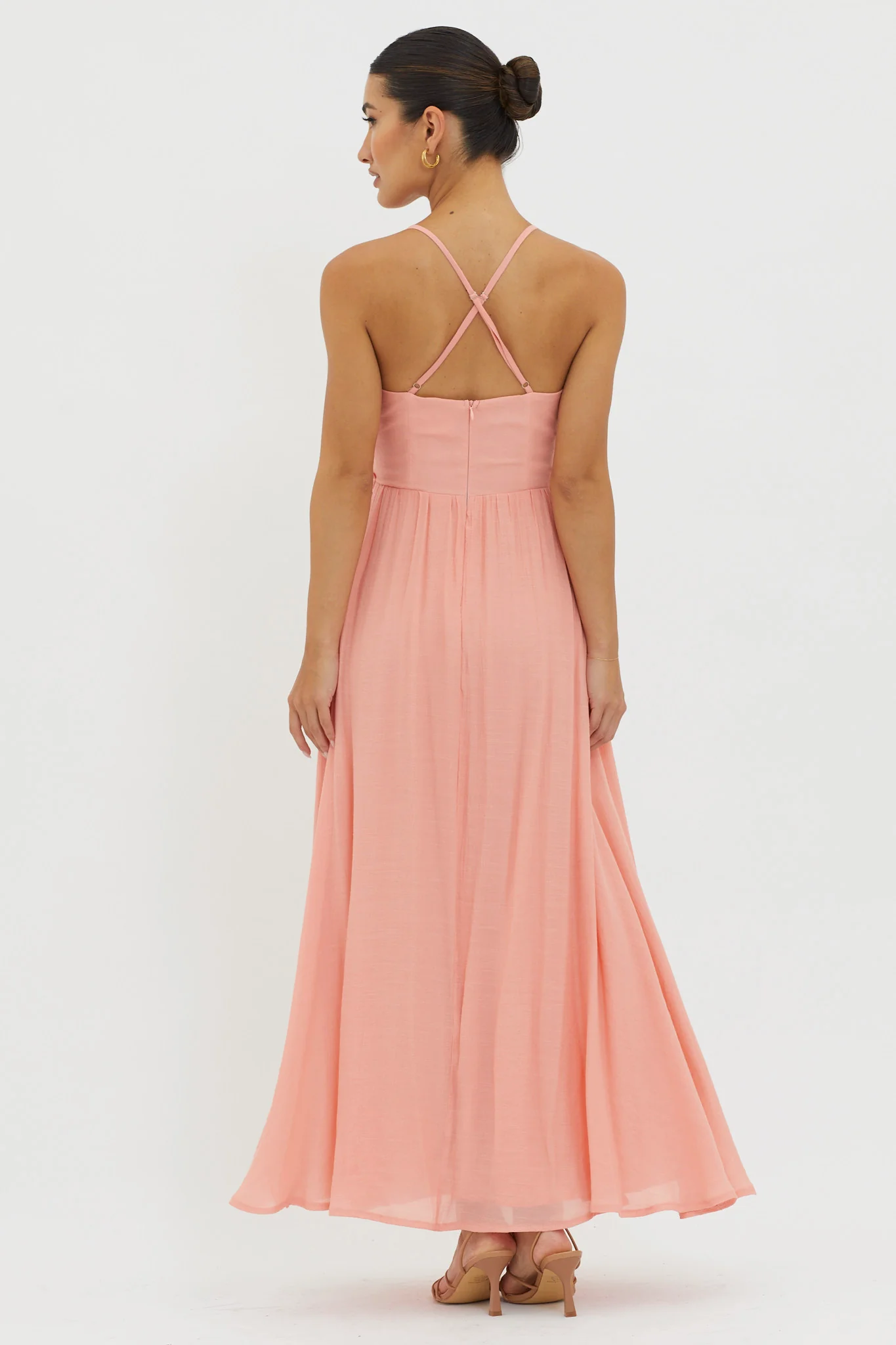 Slow It Down Lace Trim Maxi Dress Peach