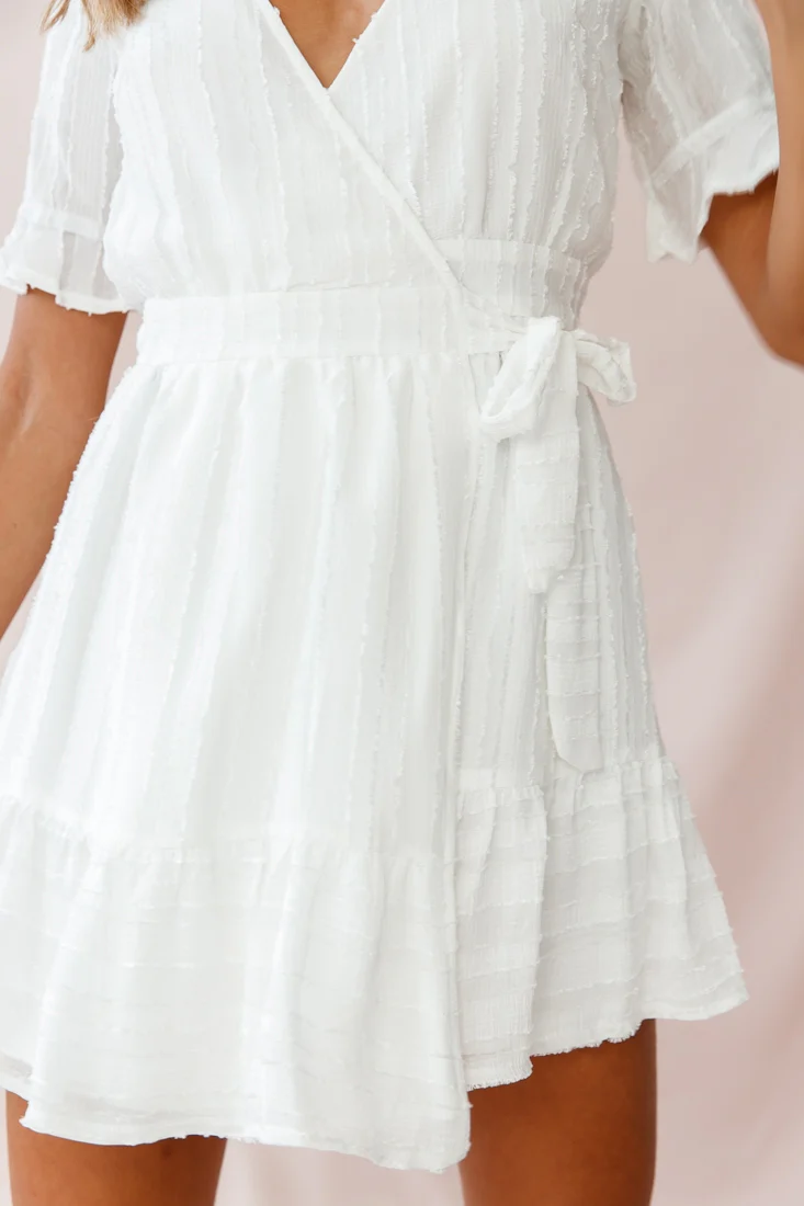 Rubi V-Neckline Wrap Dress White