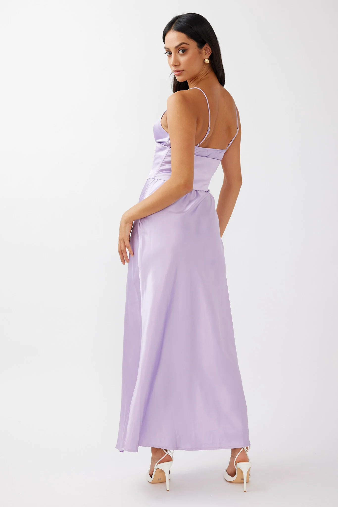 Downtown Cami Strap Corset Waist Dress Lilac