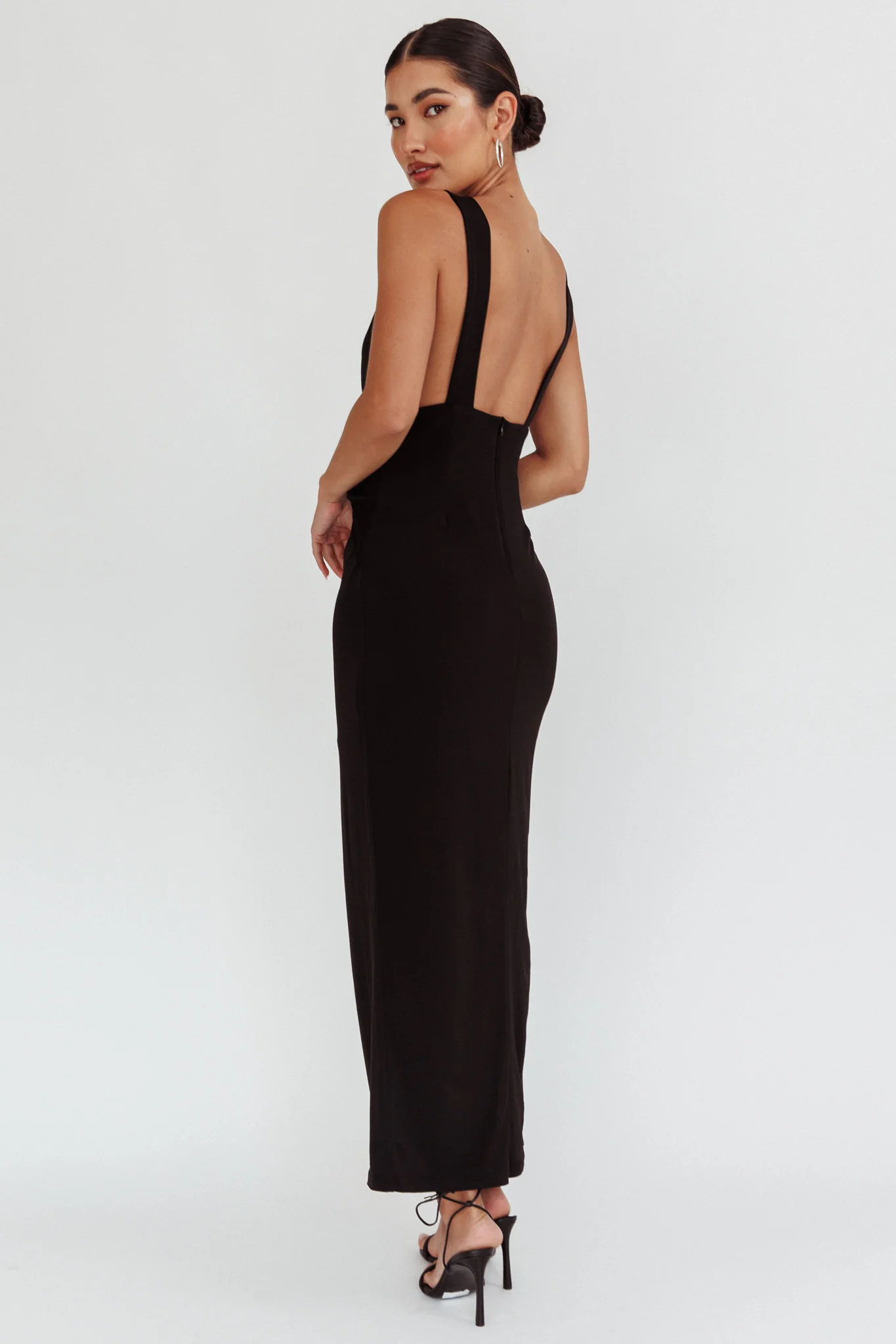 Eternal Waist Twist Split Dress Black