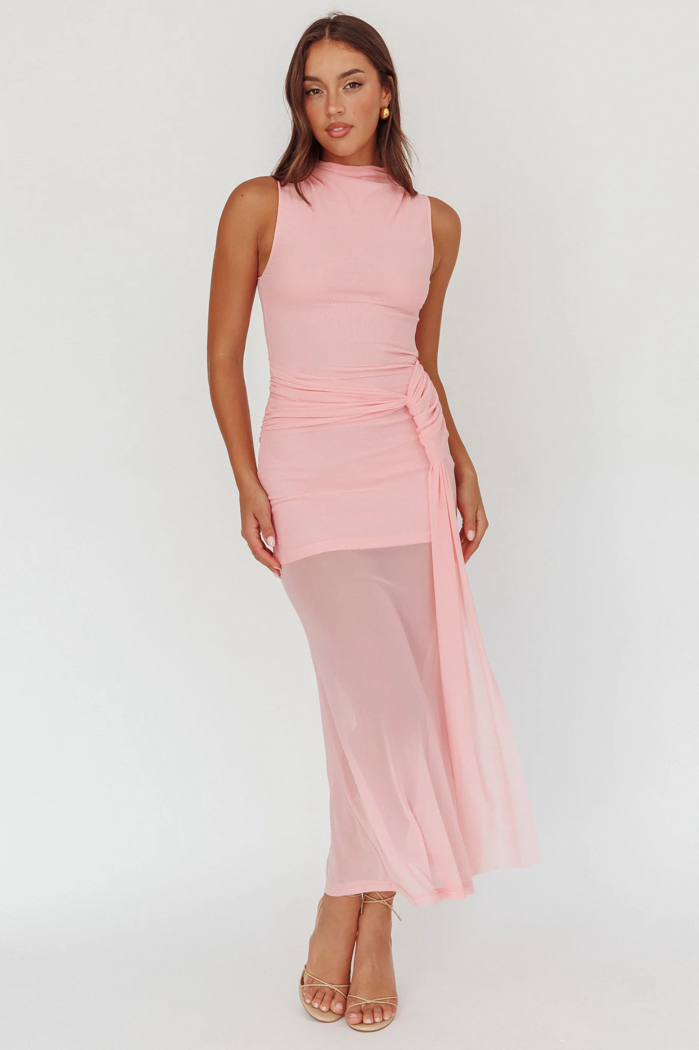 Girl's Night Waist Sash Maxi Dress Pink