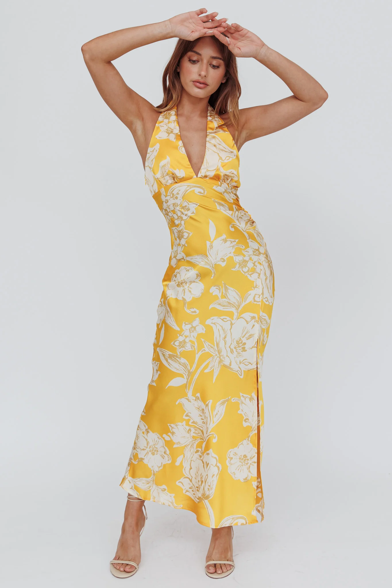 Brighter Days Halterneck Split Midi Dress Sun