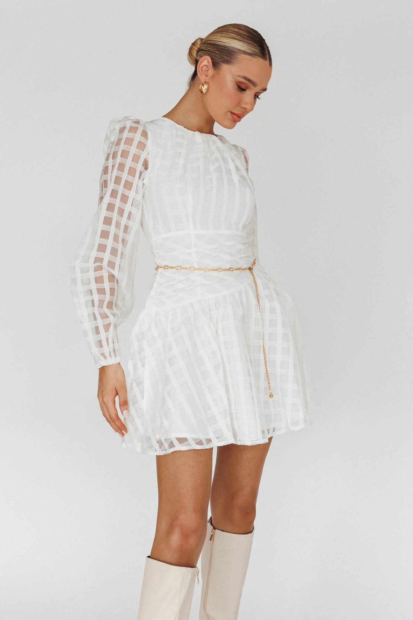 Tatiana Long Sleeve Plaid Mini Dress