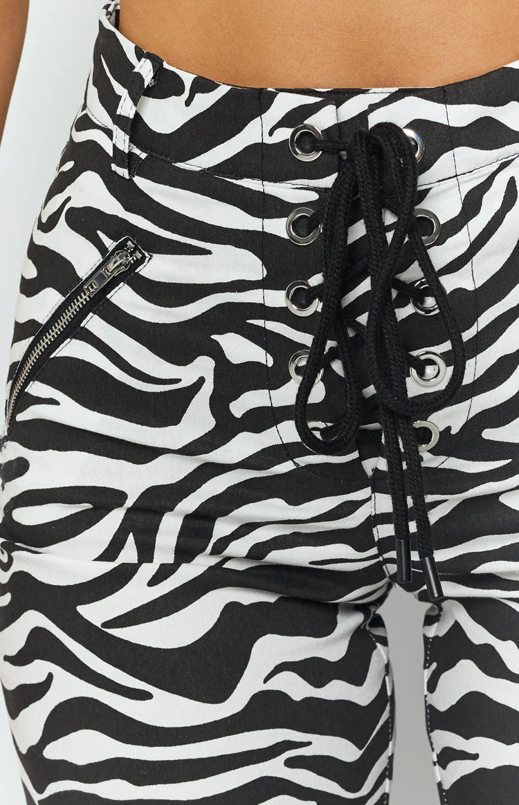 Tiger Lace Up Pants Zebra