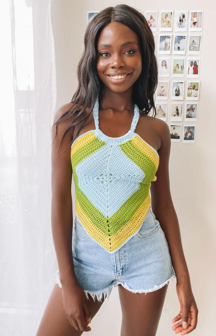Valencia Crochet Top Green Multi