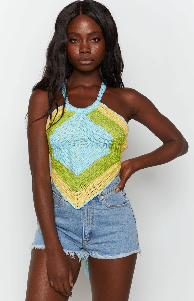 Valencia Crochet Top Green Multi
