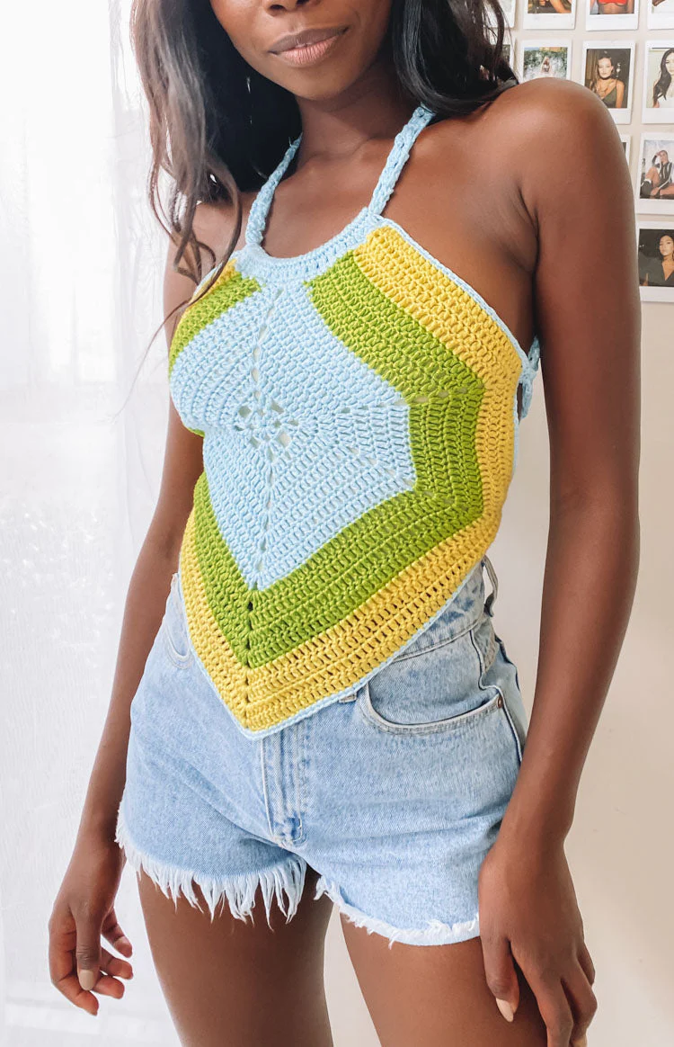 Valencia Crochet Top Green Multi