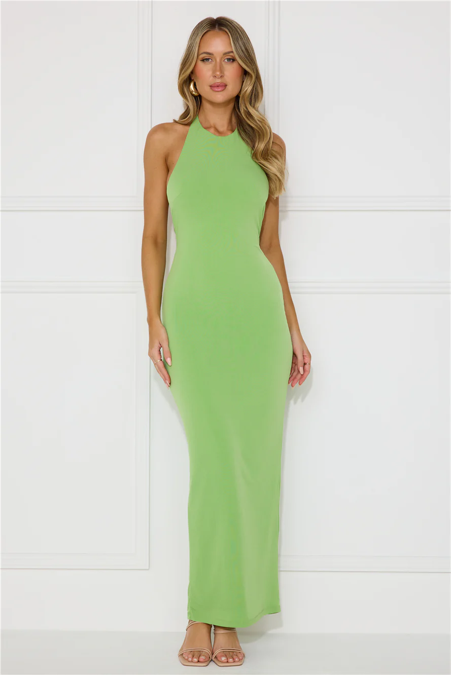 Rainforest Retreat Halter Maxi Dress Green