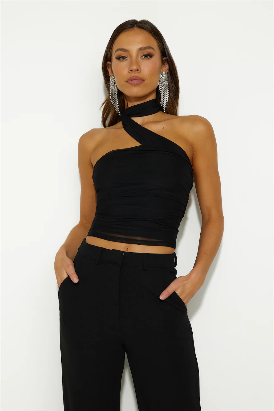 Seen Together Mesh Crop Top Black