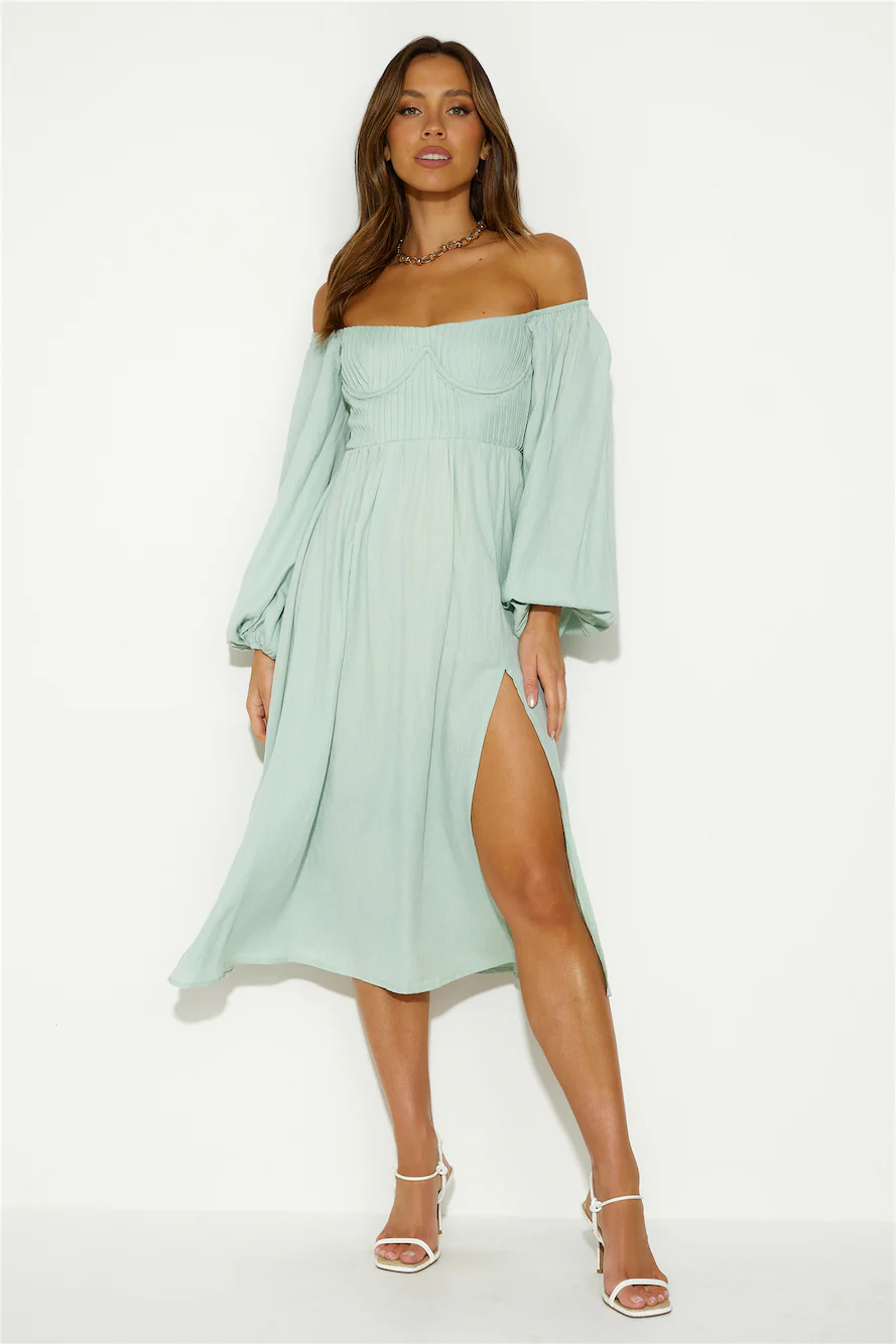 Want To Dance Midi Dress Sage