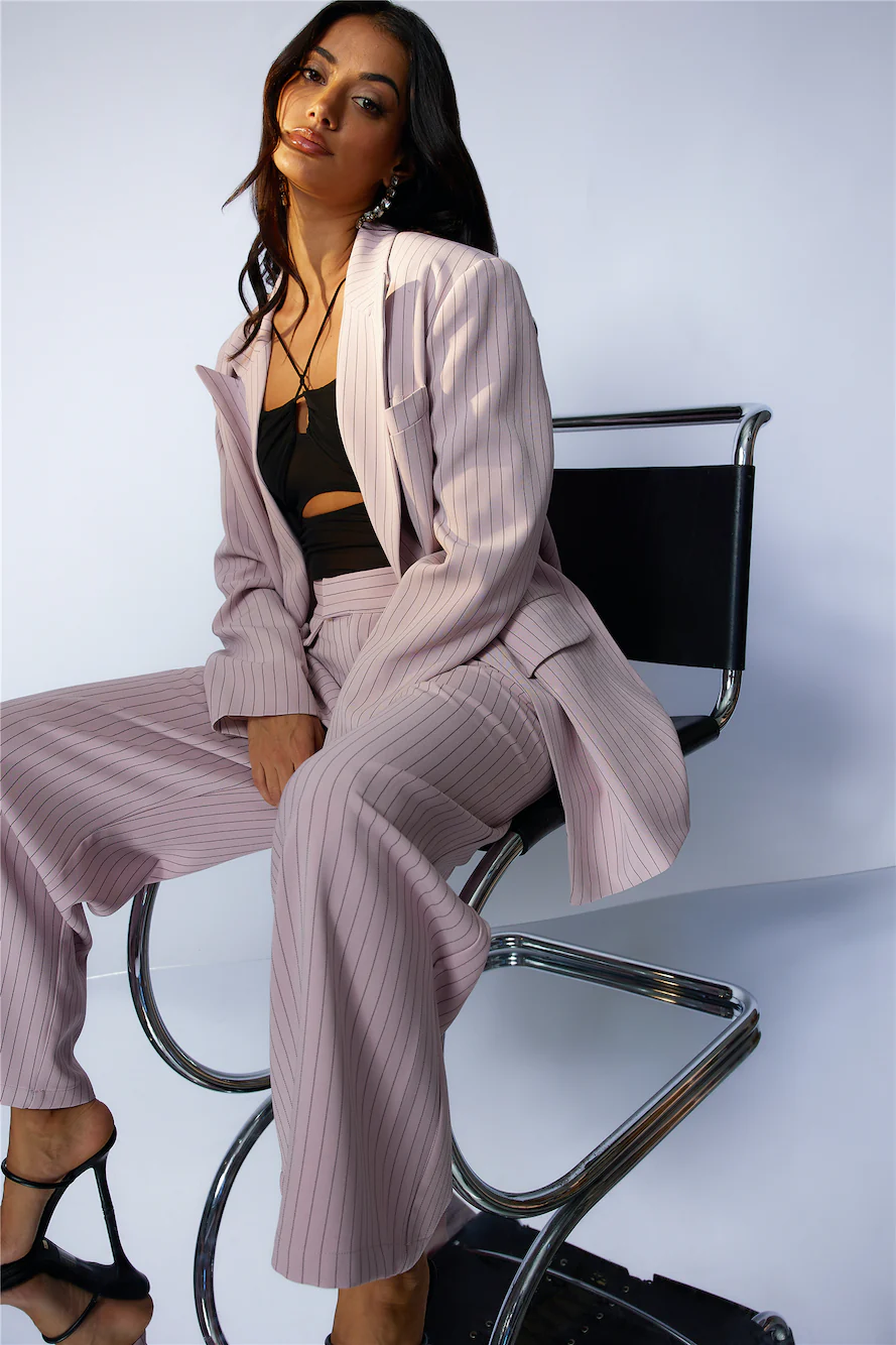 LIONESS NYC Blazer Pink Pinstripe