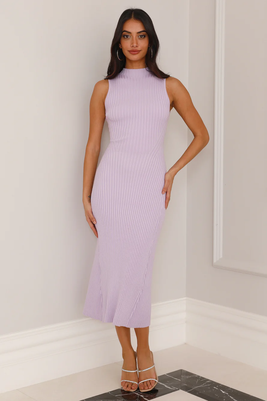 Fresh Days Ribbed Midi Dress Lilac