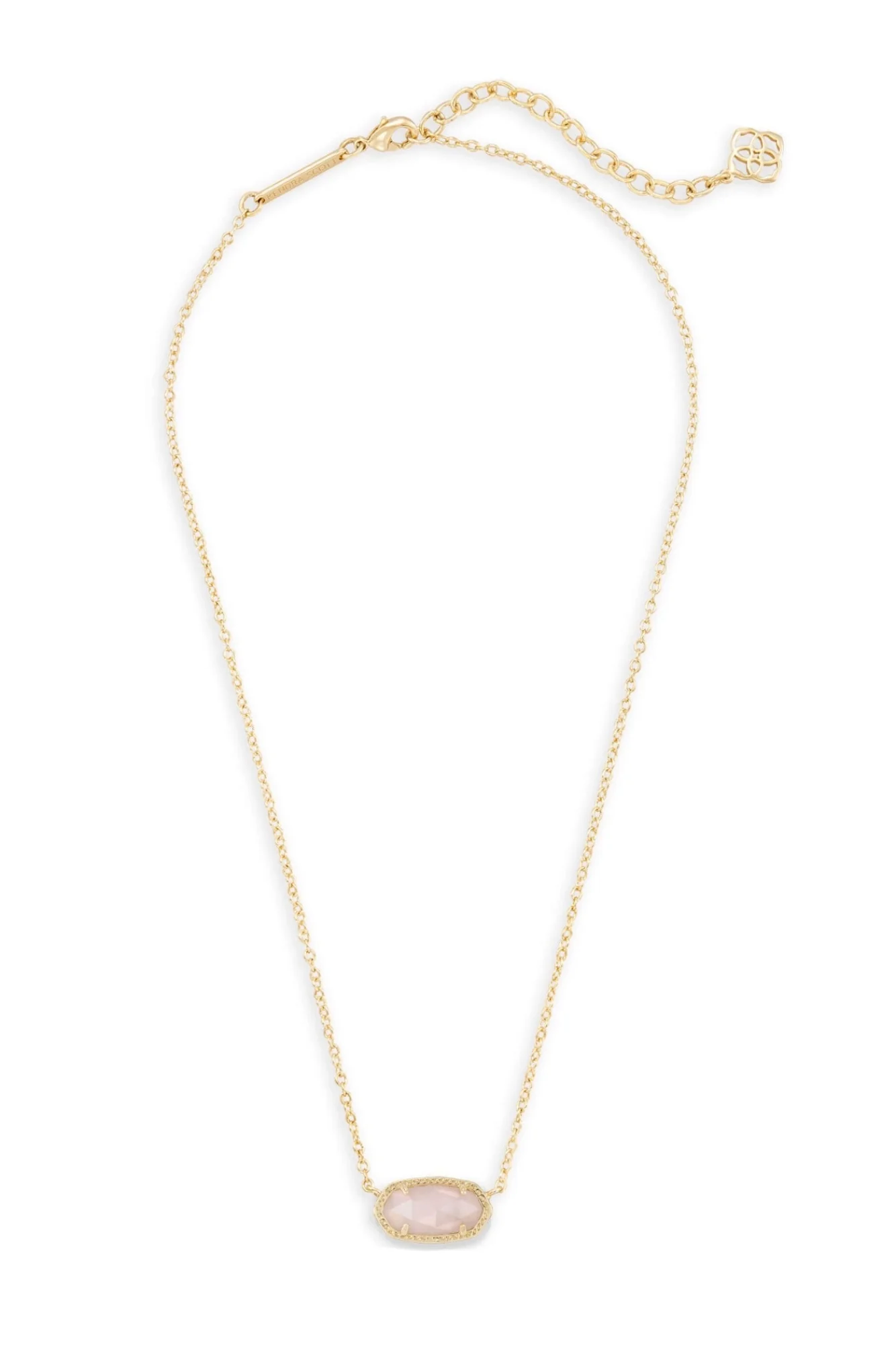 KENDRA SCOTT Elisa Short Pendant Necklace Gold Rose Quartz