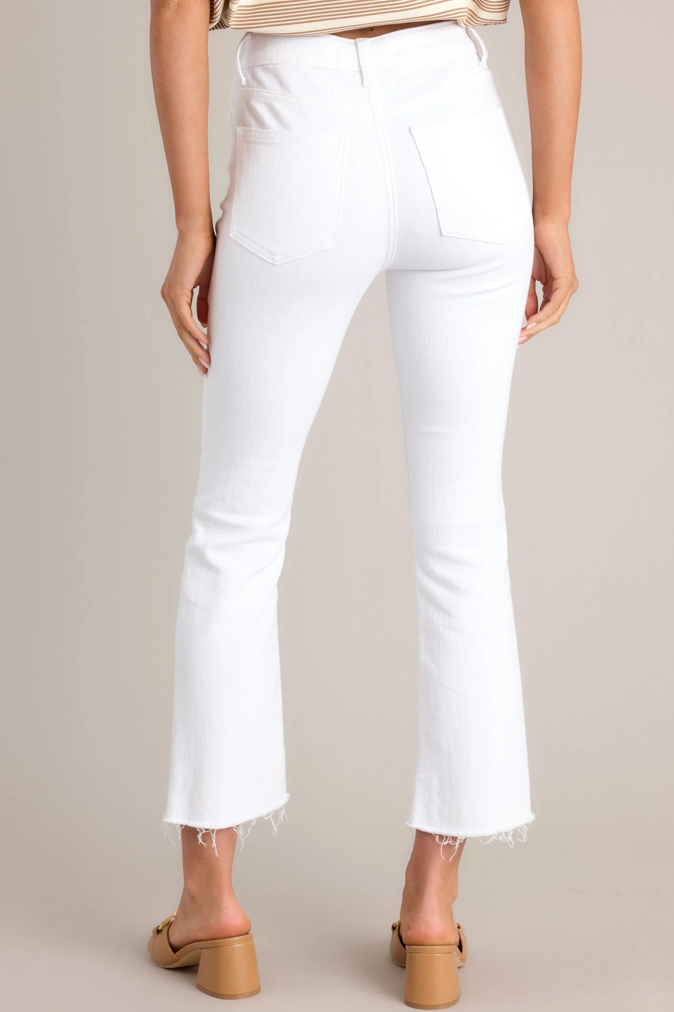 Angel Wing White Cropped Flare Jeans