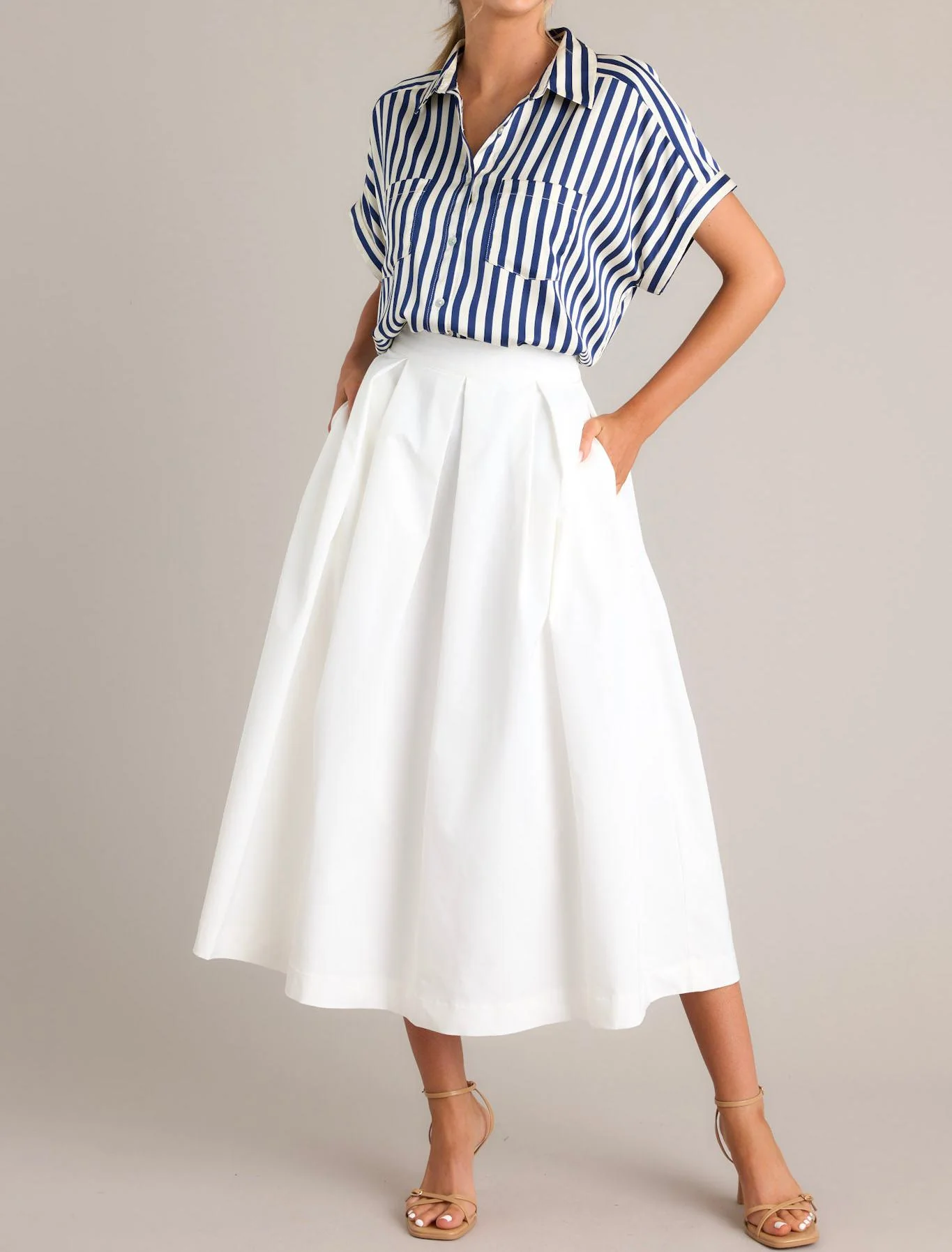Memories in Focus White Midi Skirt
