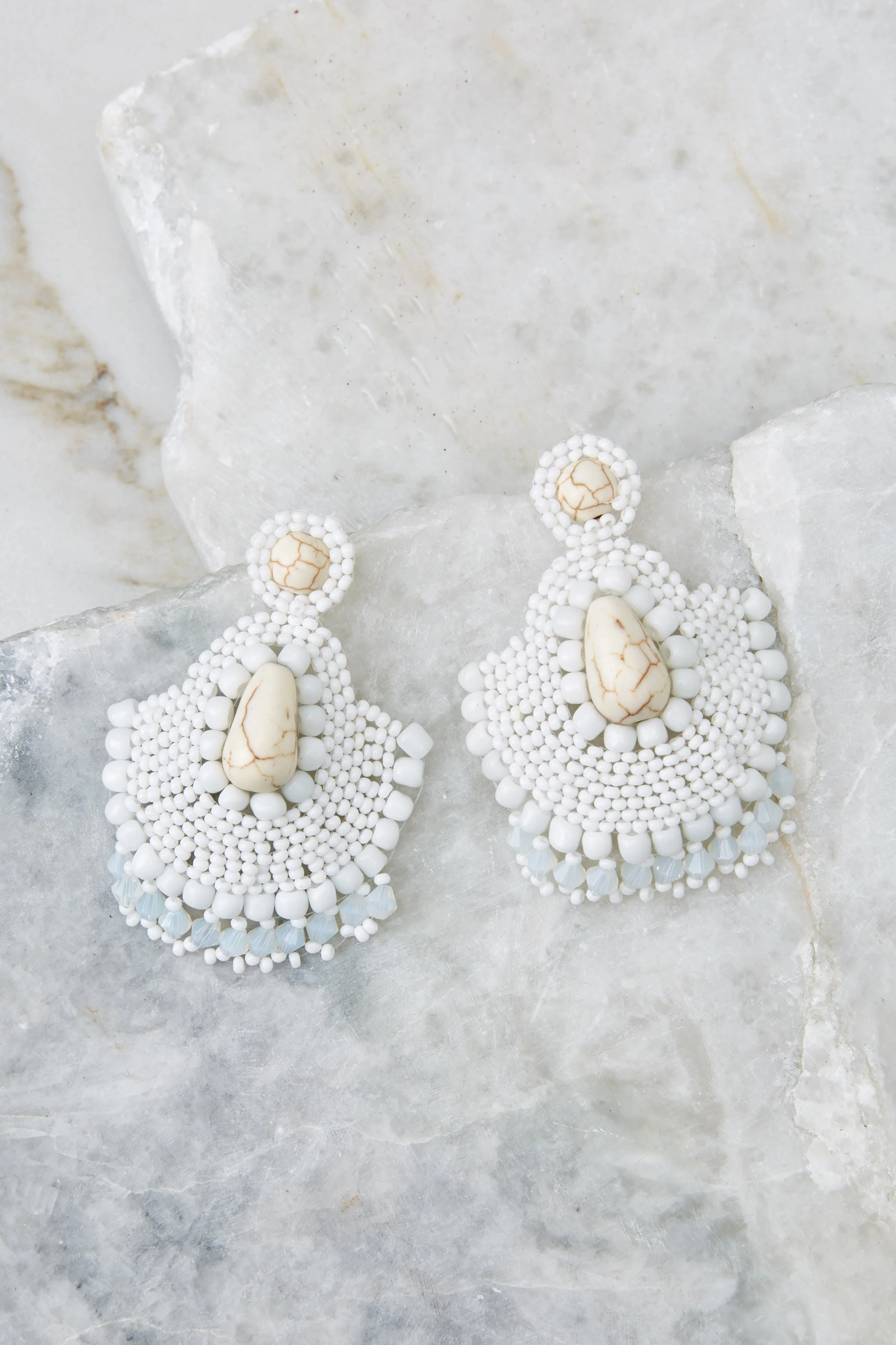 Thinking It Through White Earrings