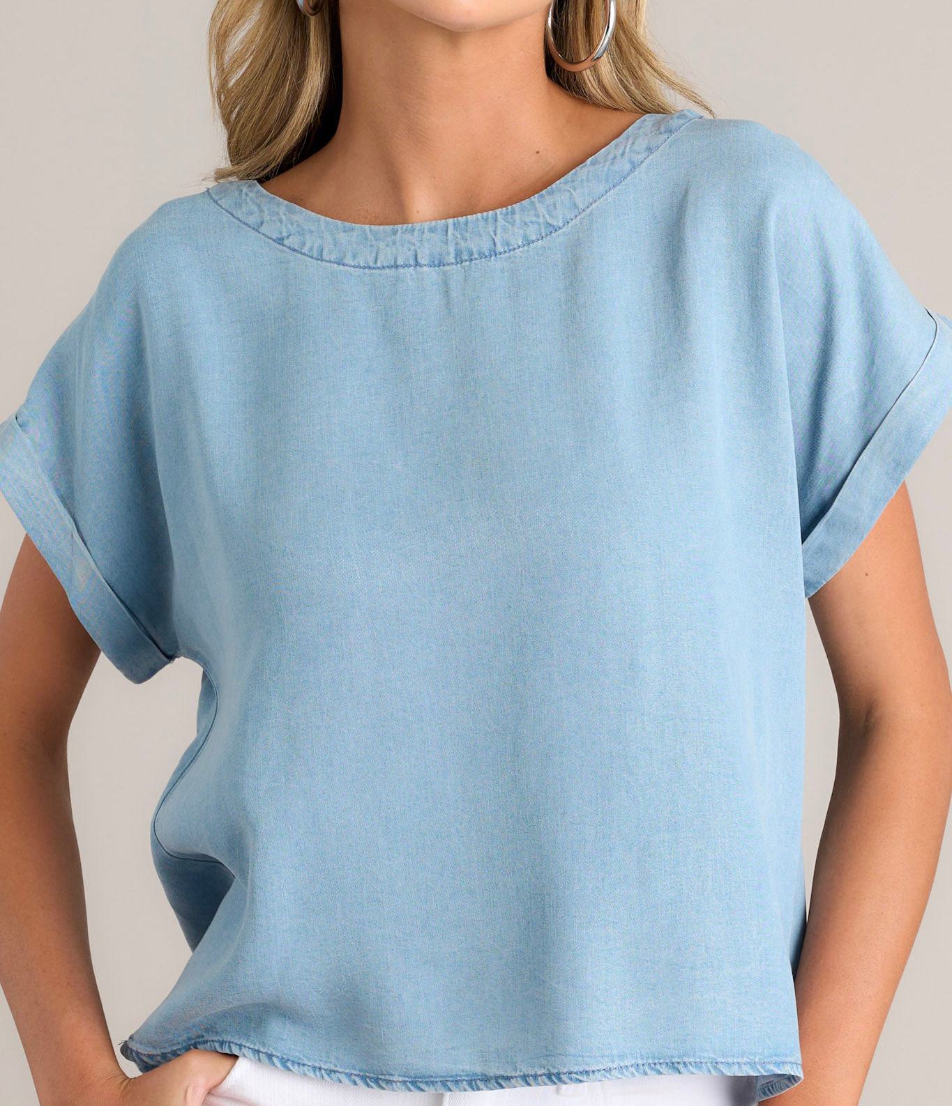 Tranquil Tides Light Chambray Top