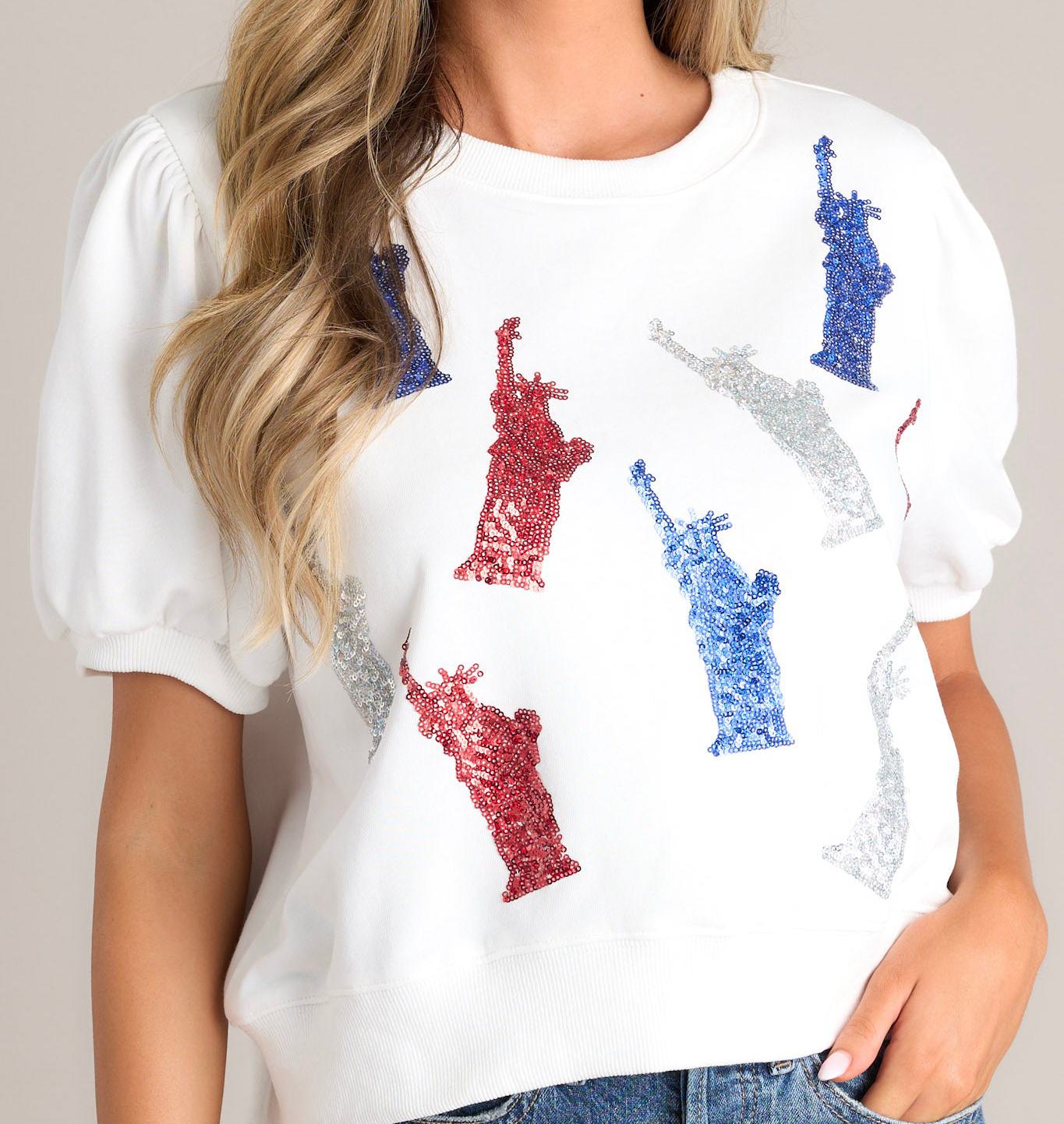 Star-Spangled Splendor White Sequin Top