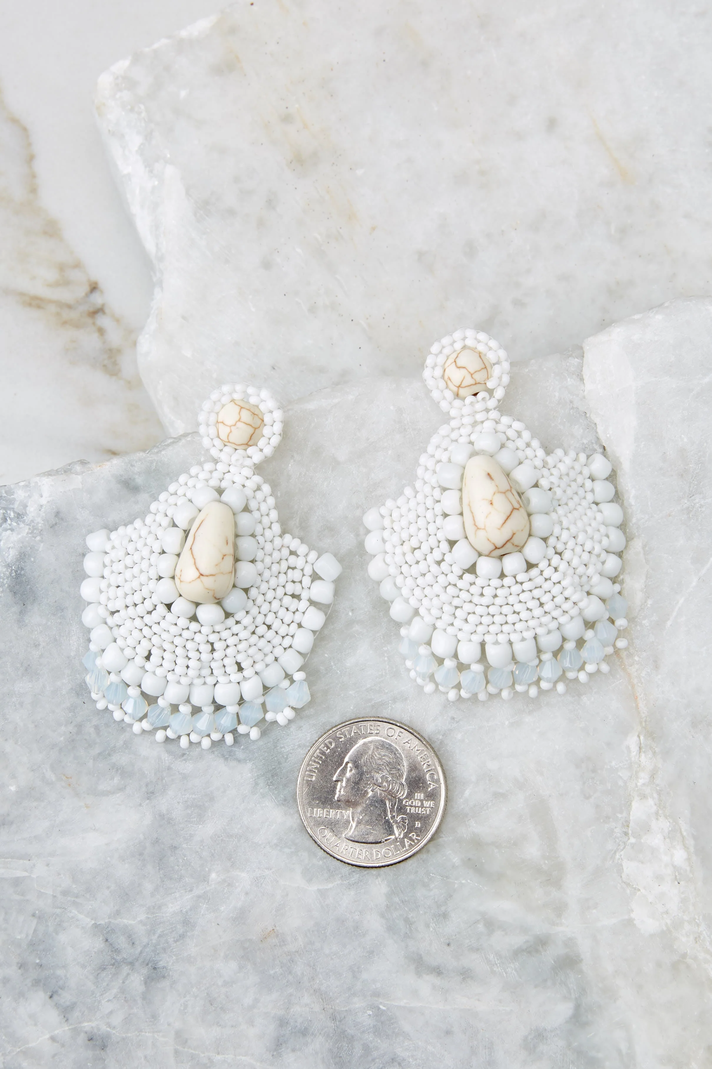 Thinking It Through White Earrings
