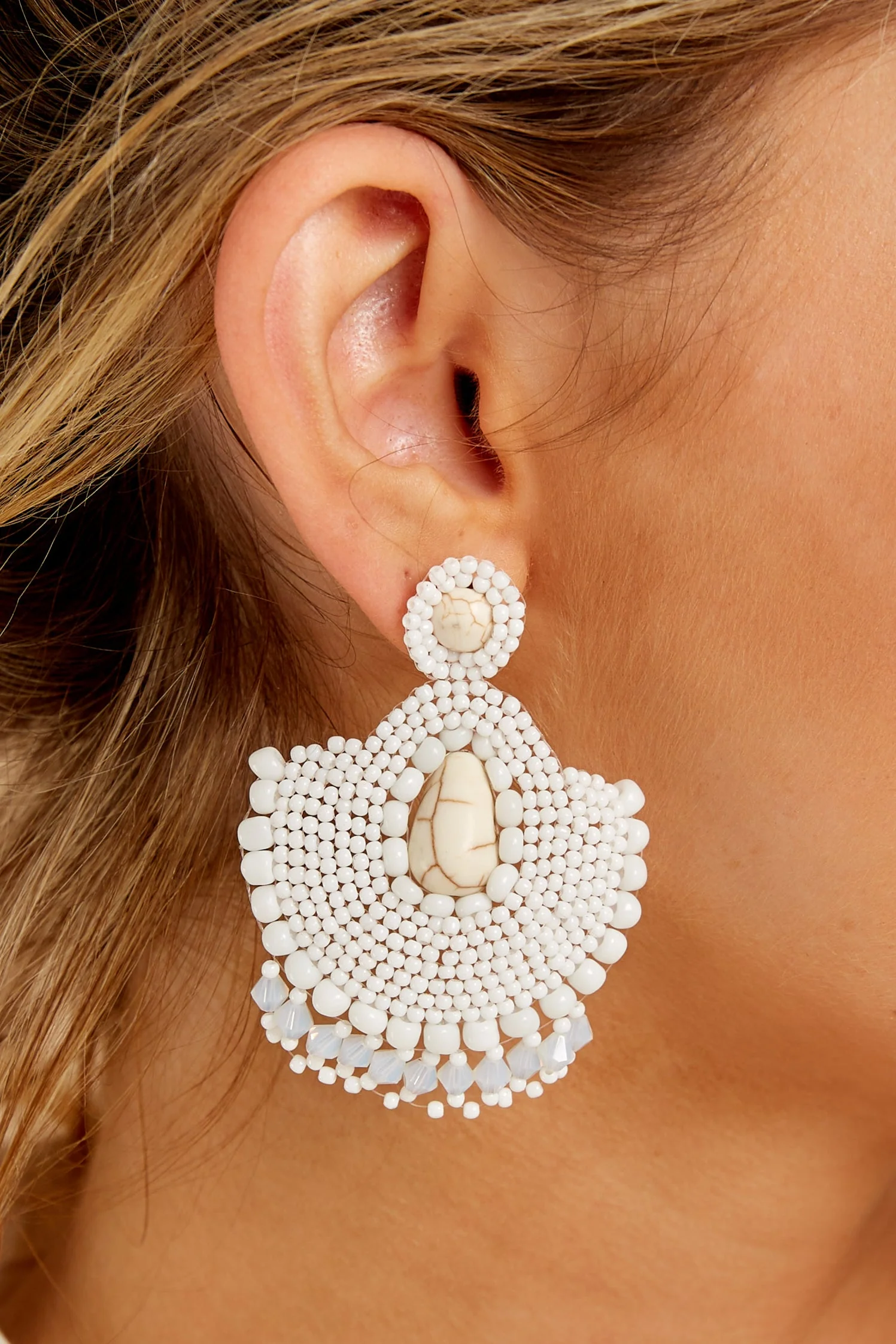 Thinking It Through White Earrings