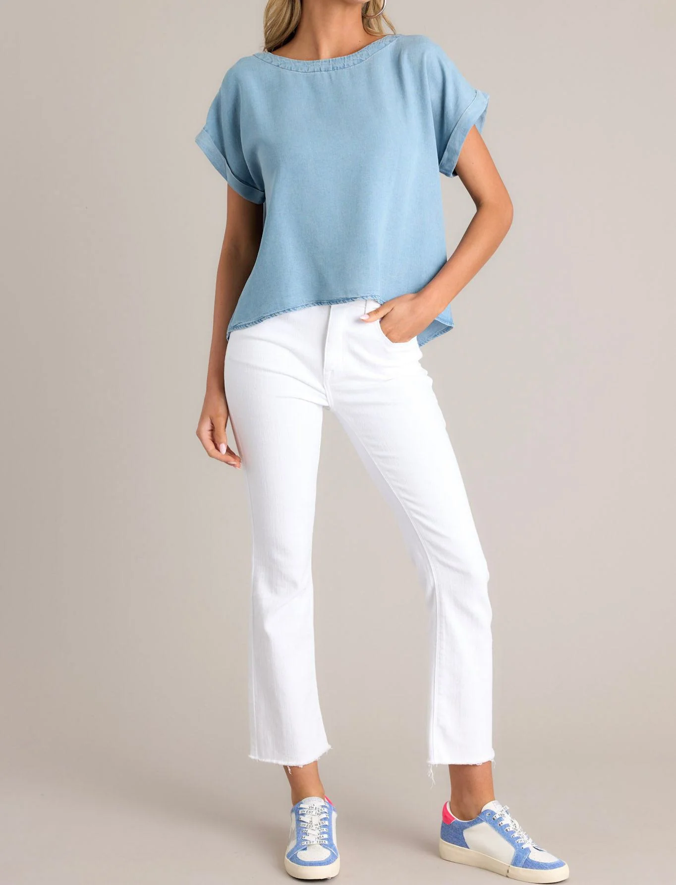 Tranquil Tides Light Chambray Top