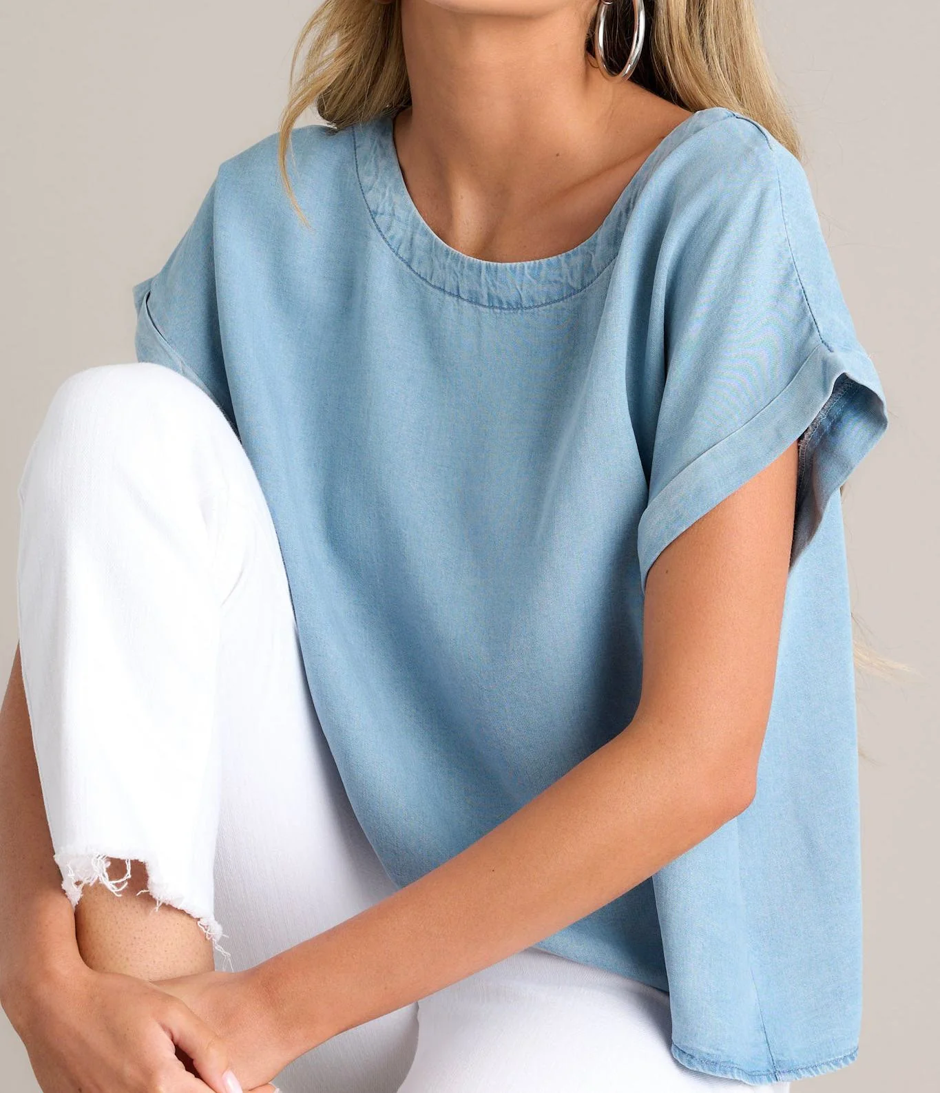 Tranquil Tides Light Chambray Top