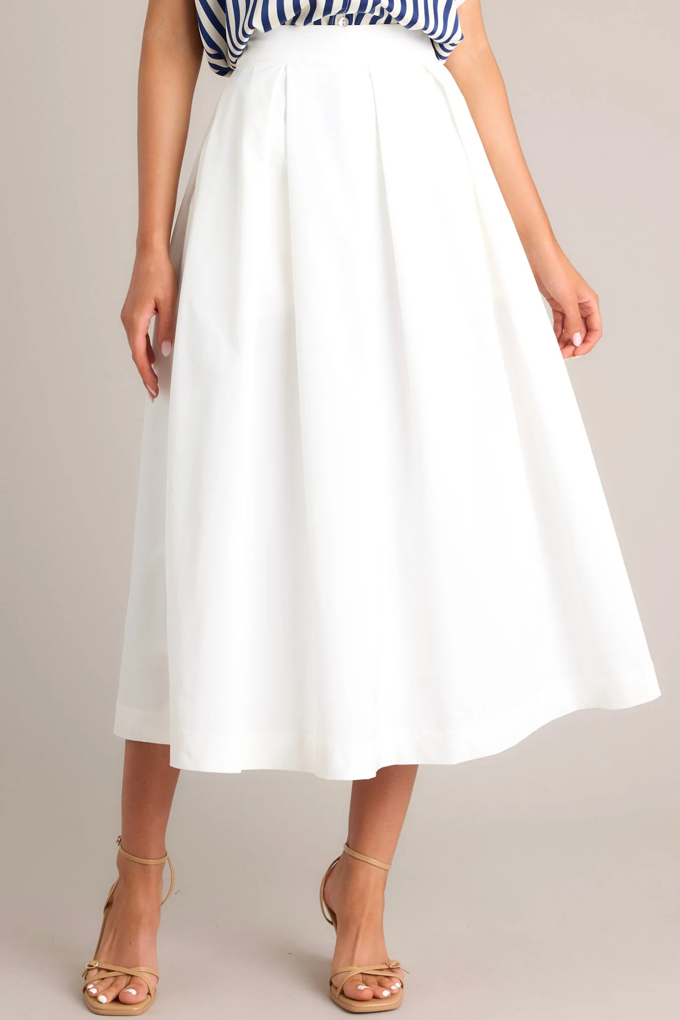 Memories in Focus White Midi Skirt