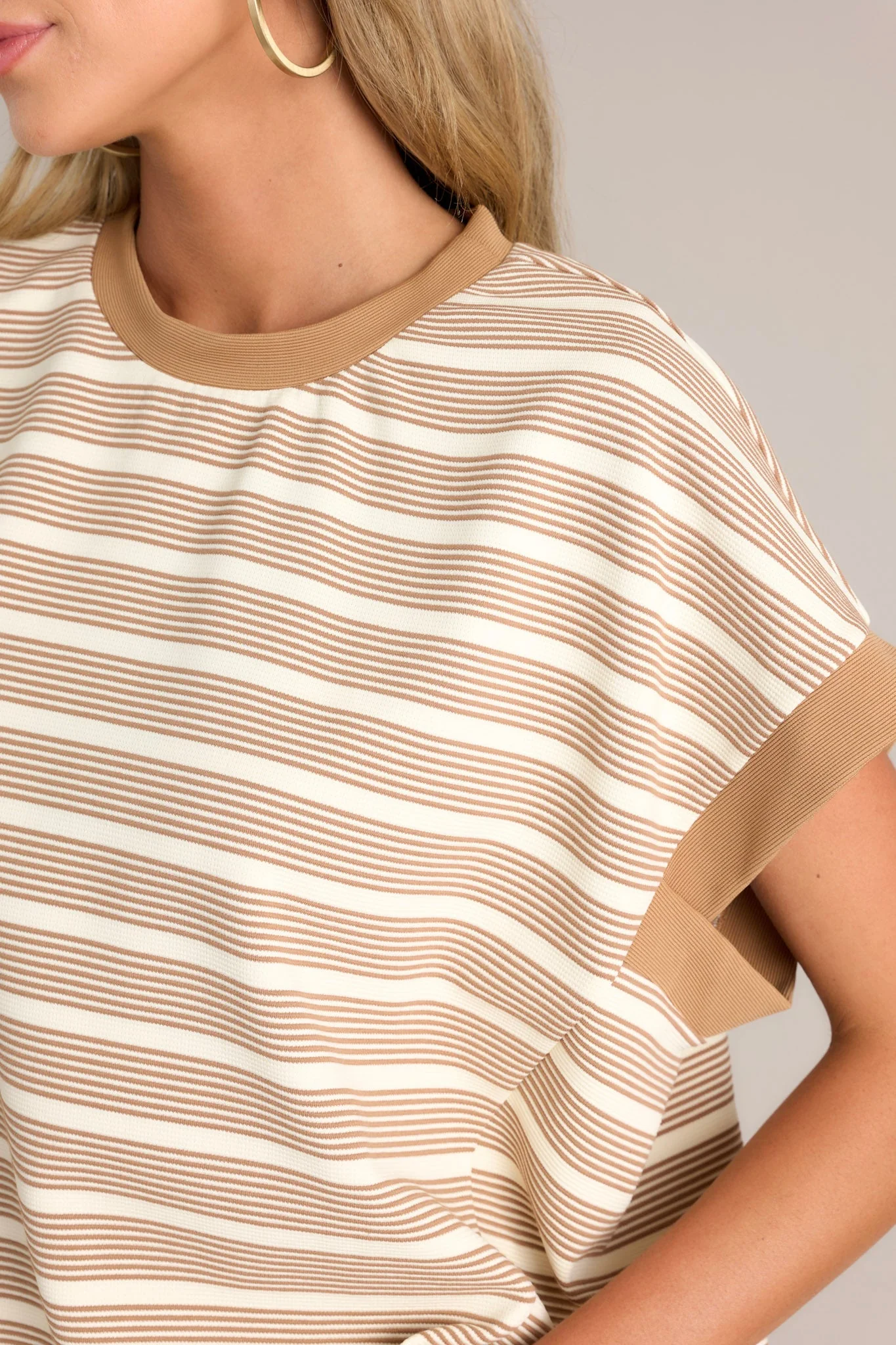 Yacht Club Chic Camel Stripe Top