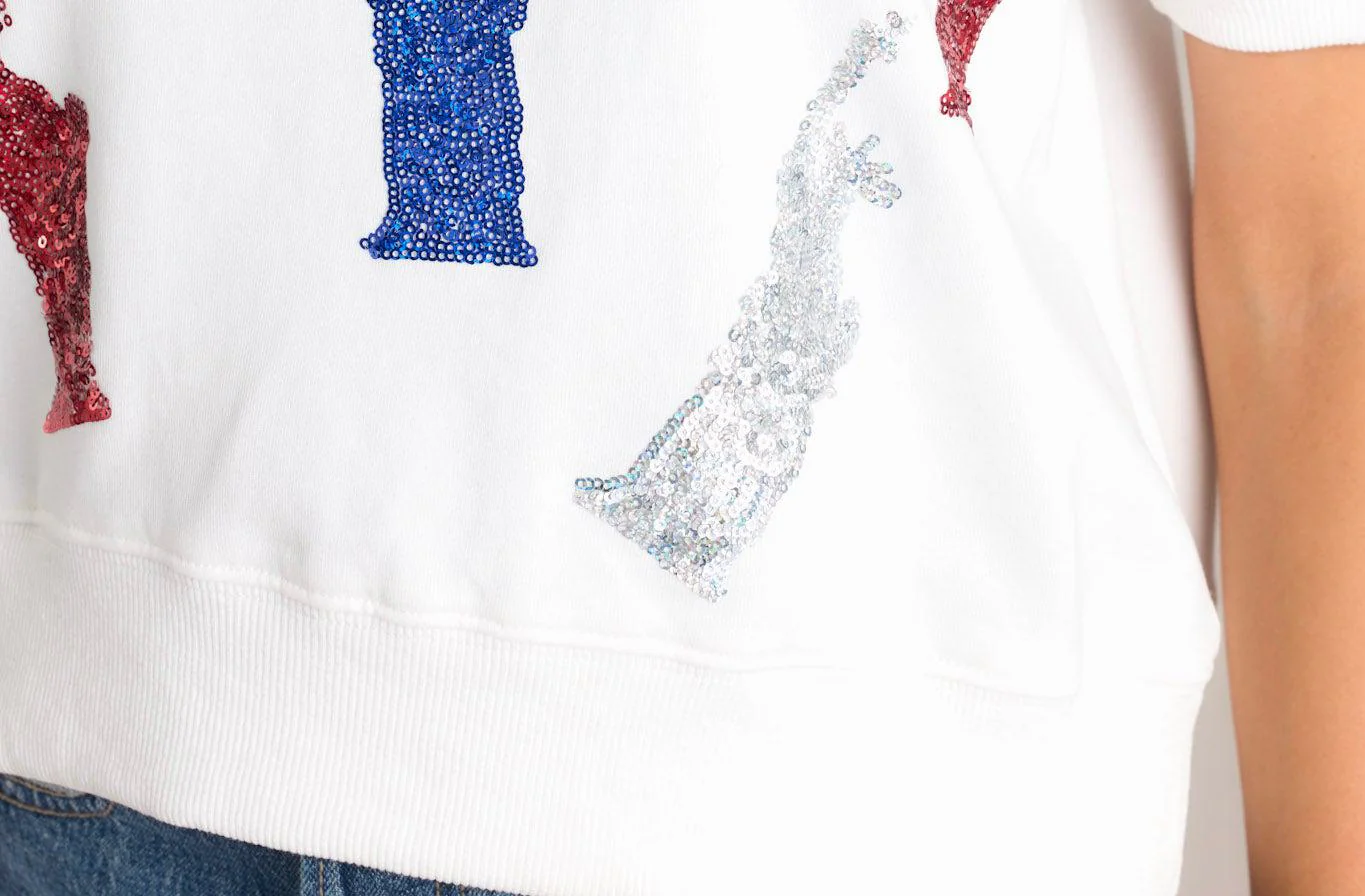 Star-Spangled Splendor White Sequin Top