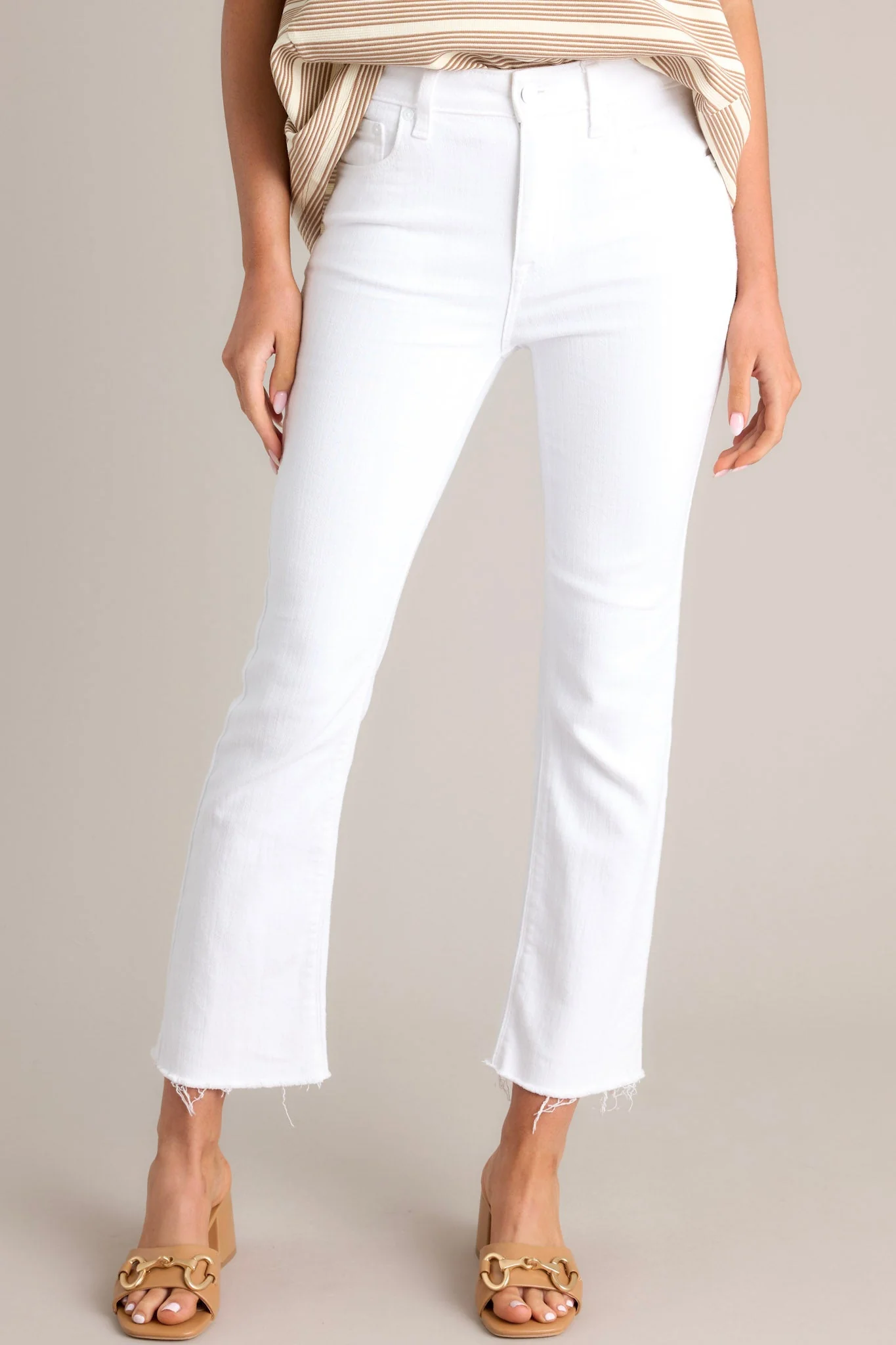 Angel Wing White Cropped Flare Jeans