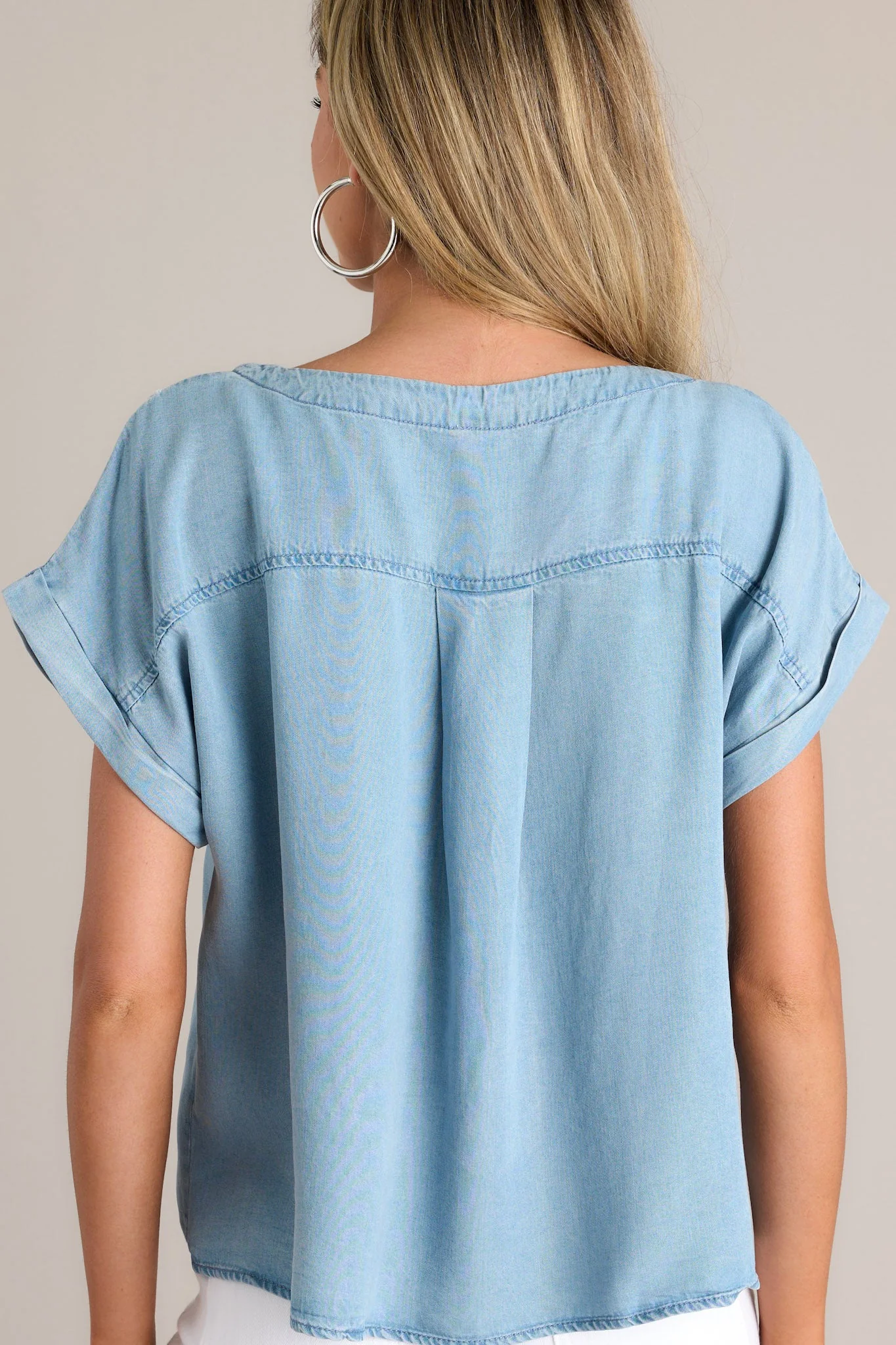 Tranquil Tides Light Chambray Top