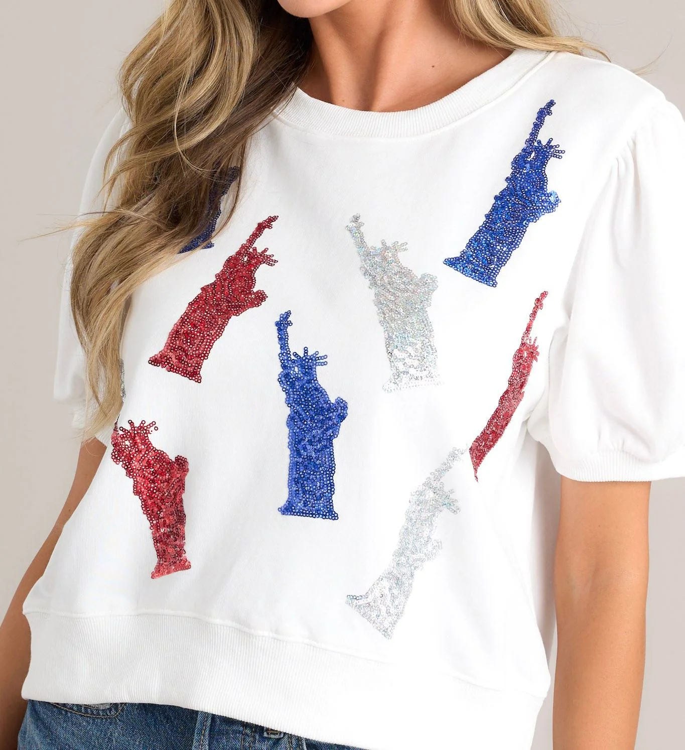Star-Spangled Splendor White Sequin Top