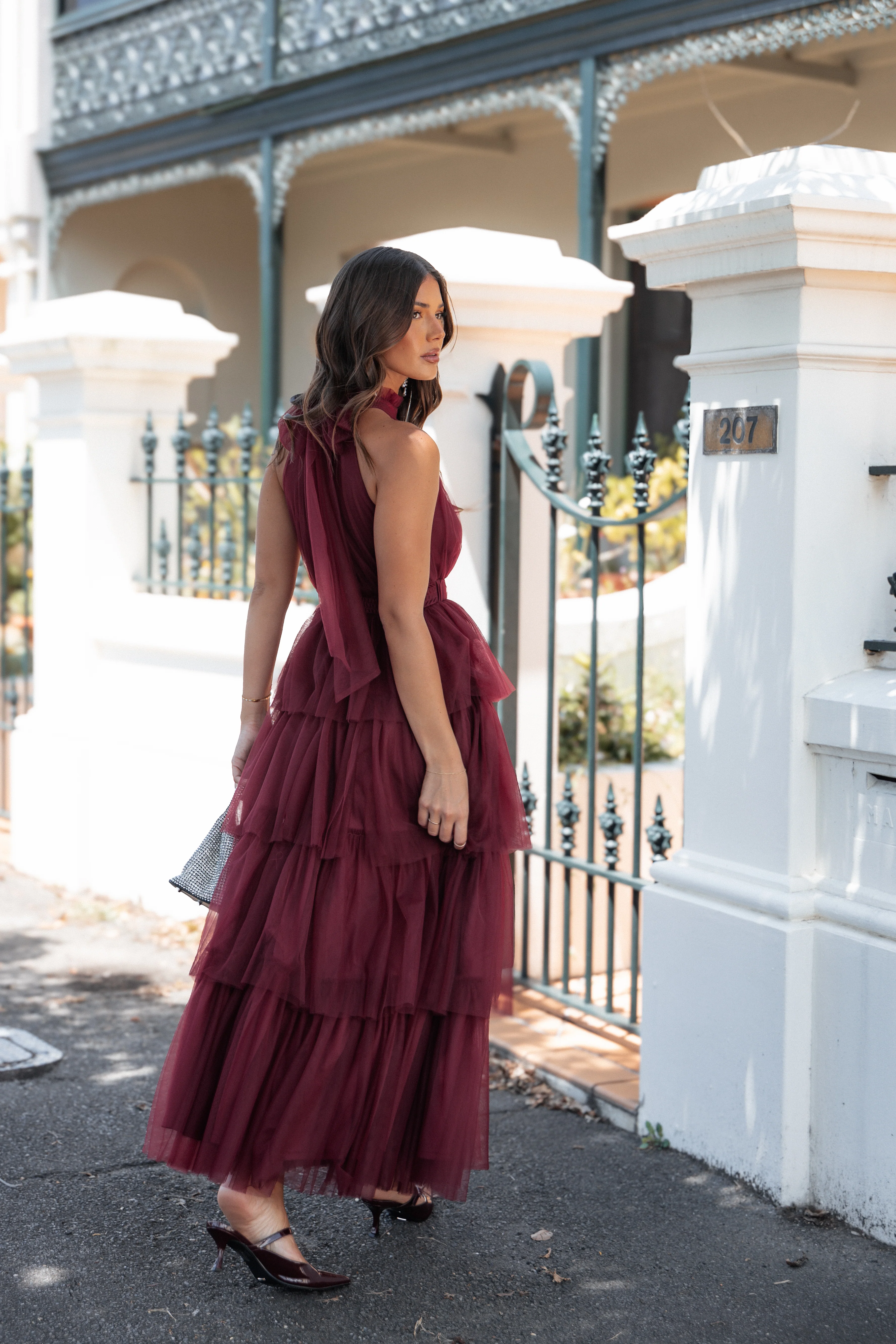Frances Halterneck Maxi Dress - Wine