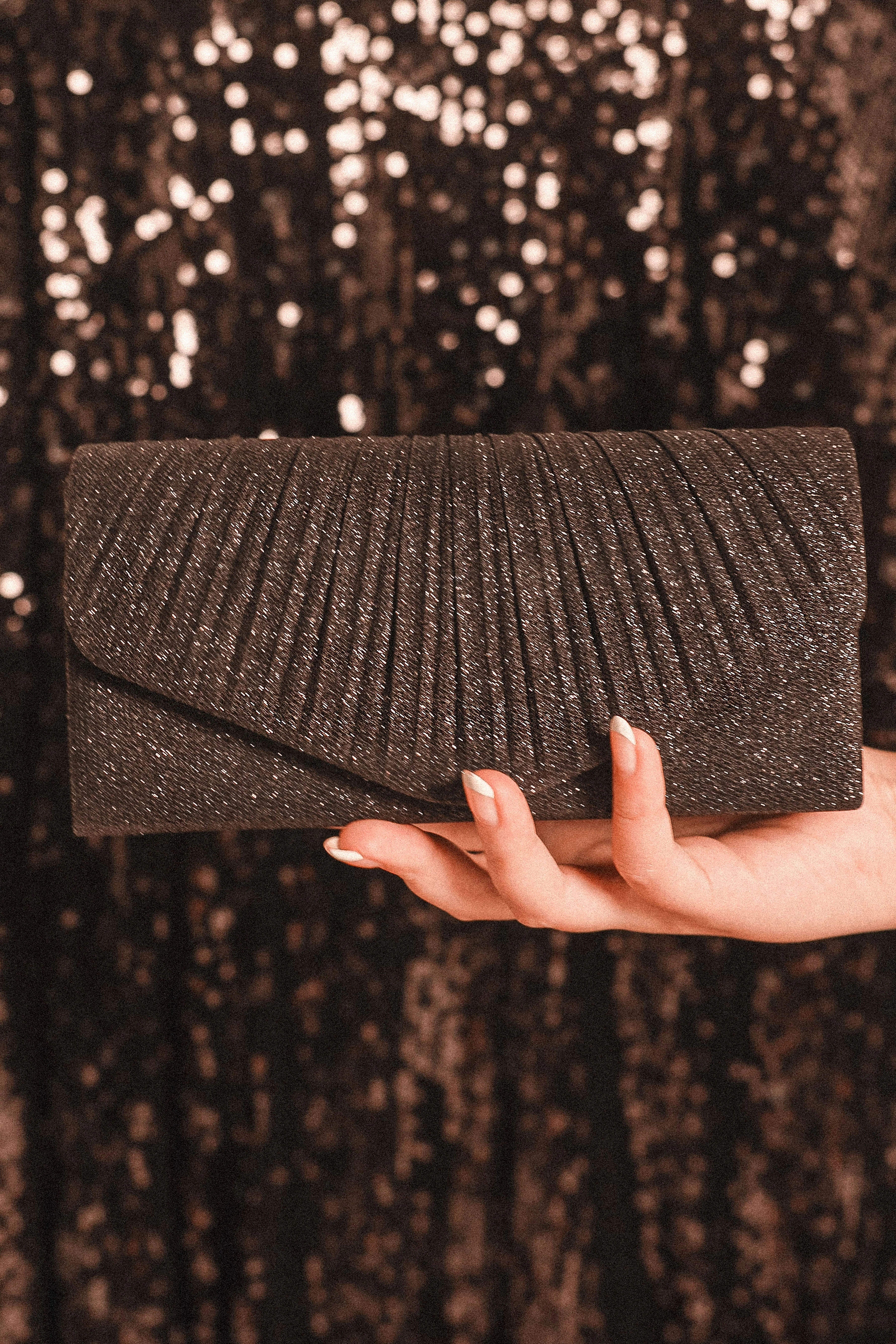 Audrina Clutch - Black Sparkle