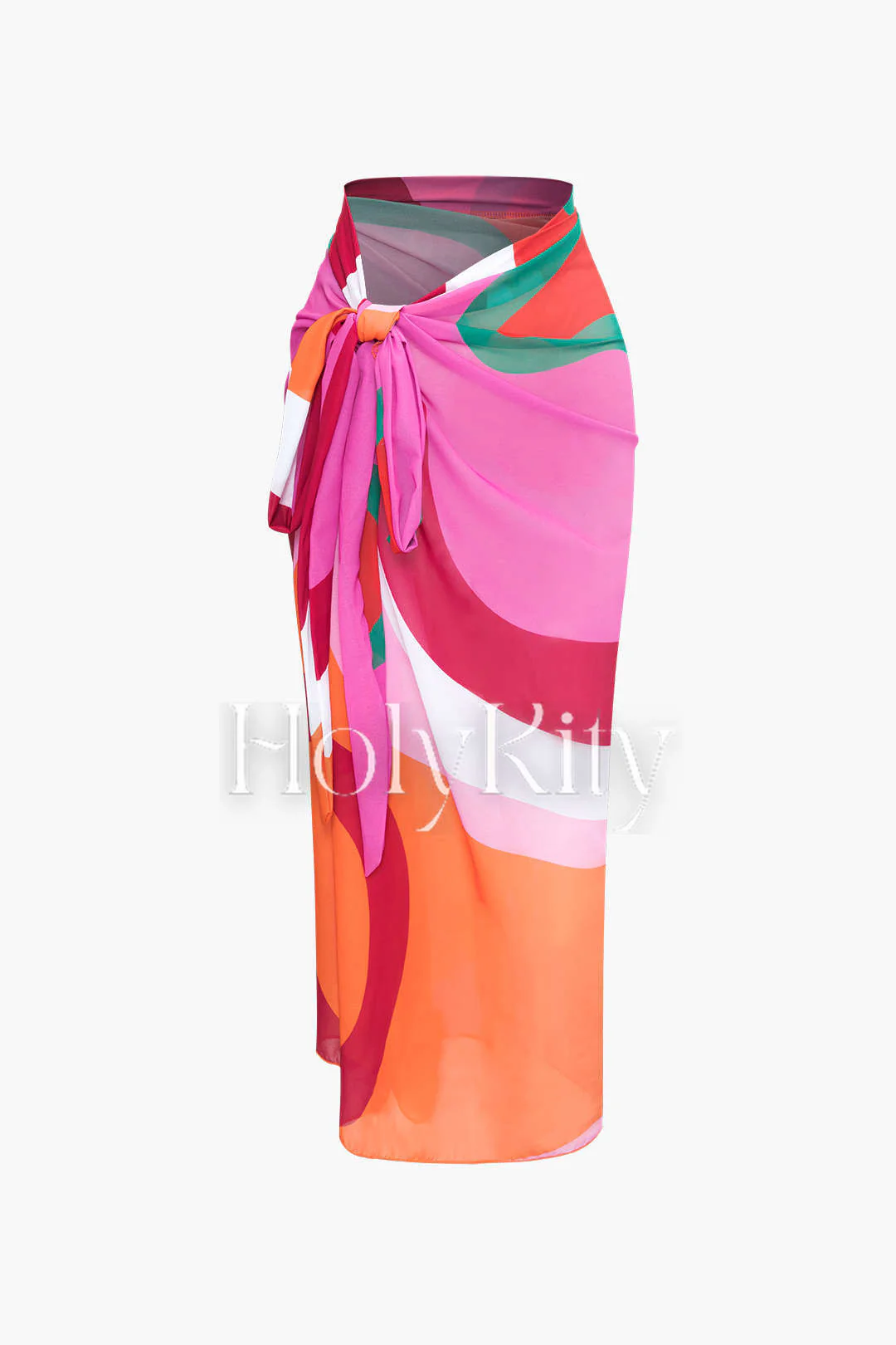 Contrast One Shoulder Bodysuit And Wrap Skirt Set