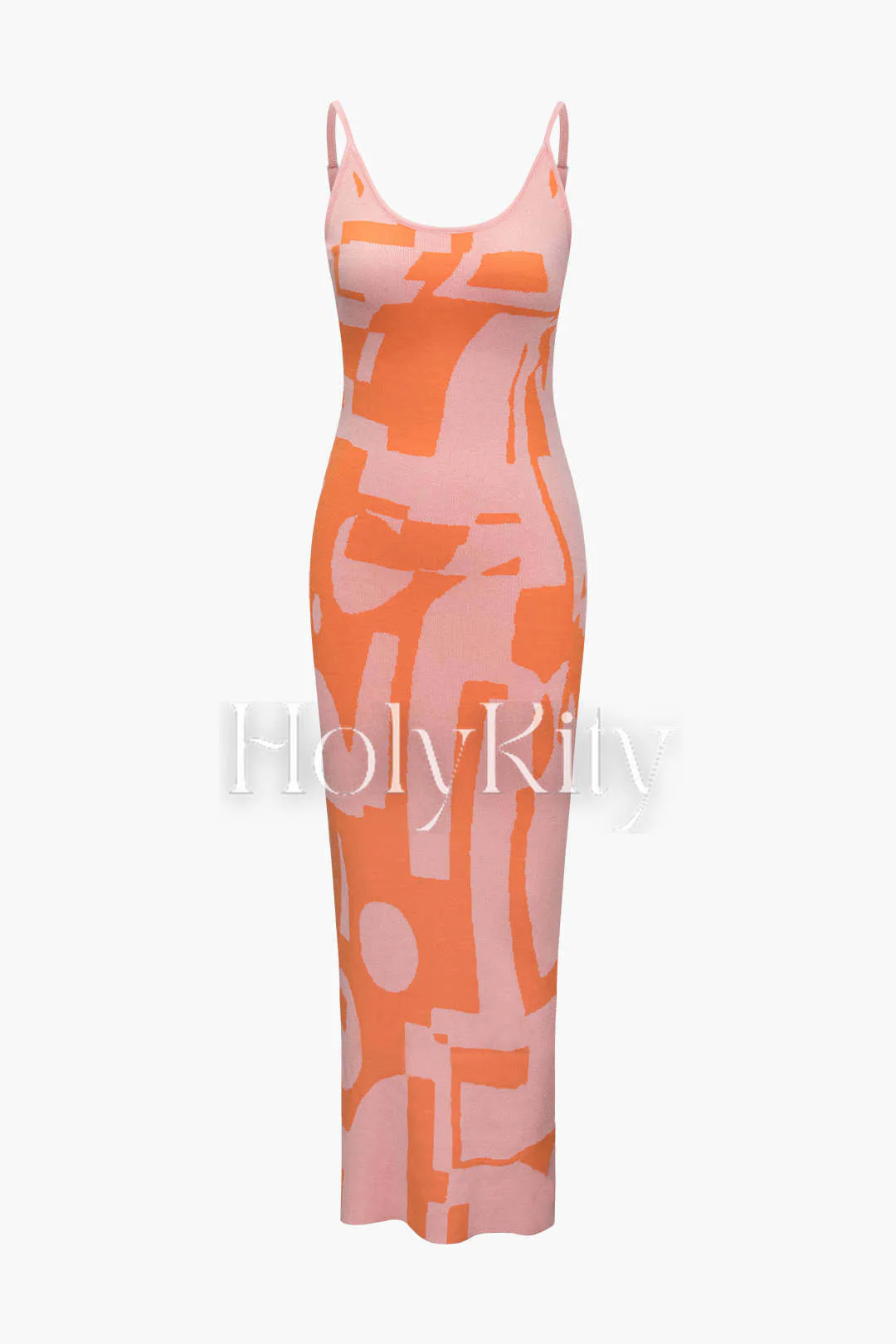 Contrast Knit Slip Maxi Dress