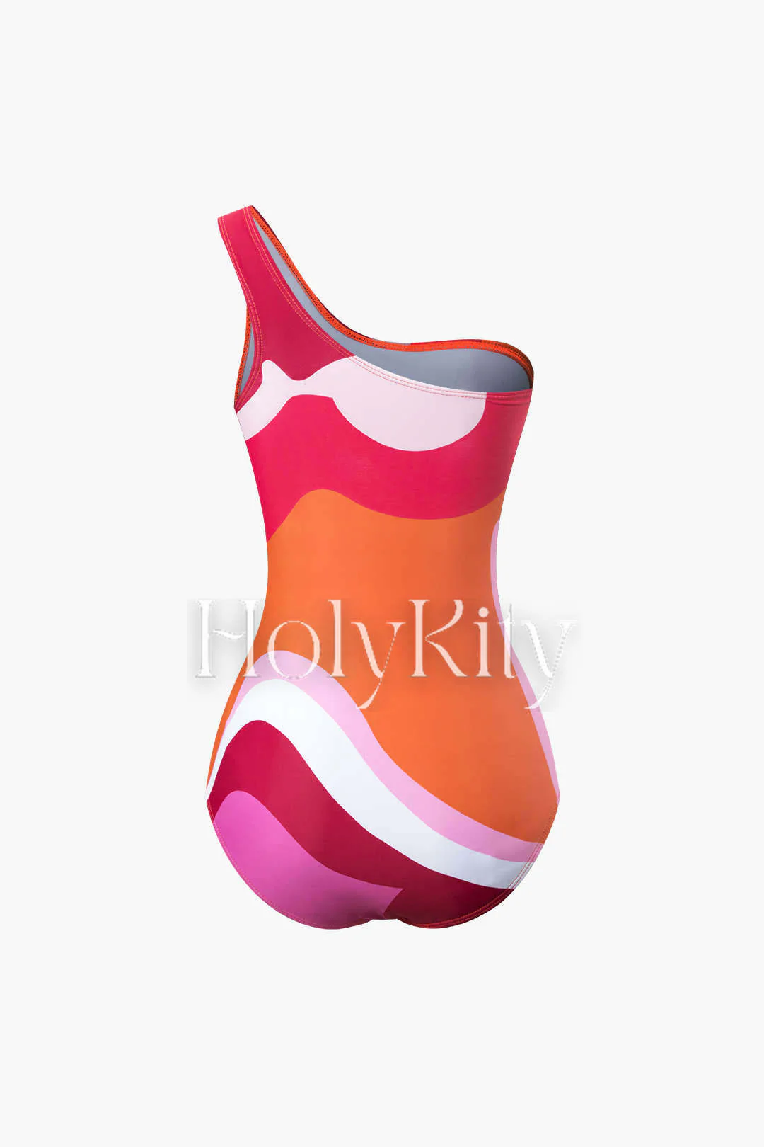 Contrast One Shoulder Bodysuit And Wrap Skirt Set
