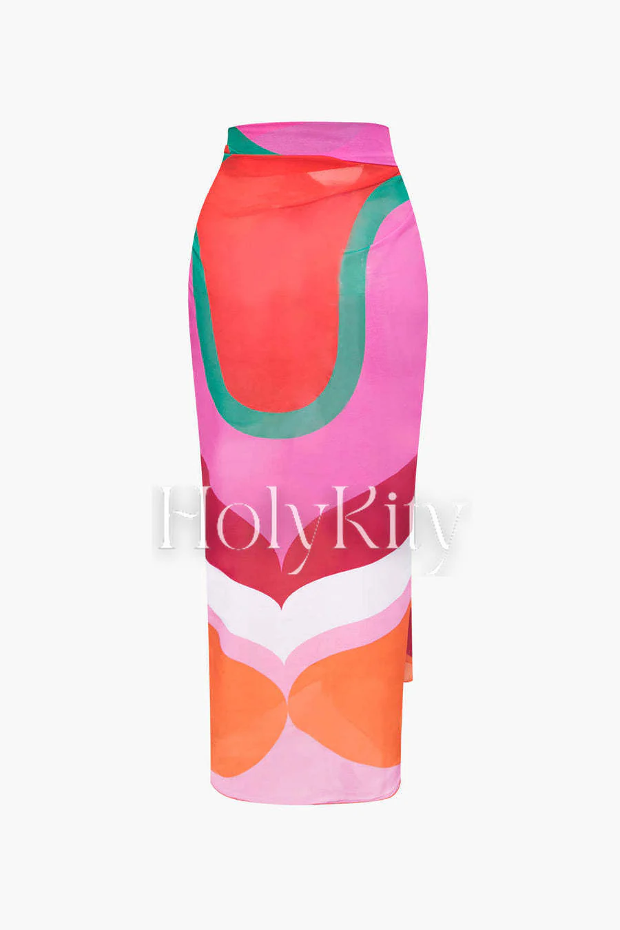Contrast One Shoulder Bodysuit And Wrap Skirt Set