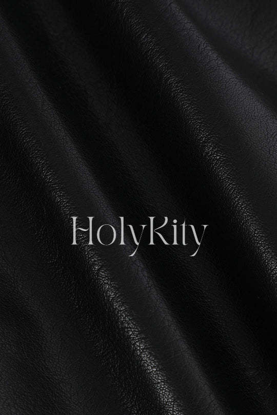 Contrast Pleated Faux Leather Midi Skirt
