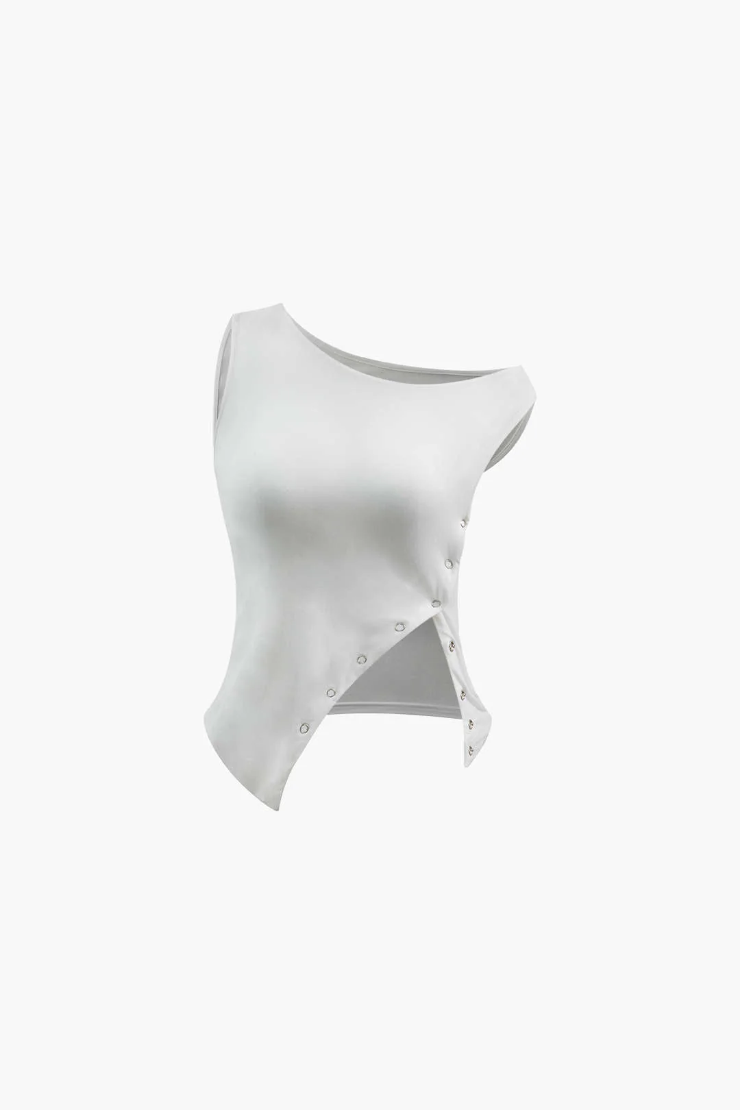 Asymmetric Button Sleeveless Top