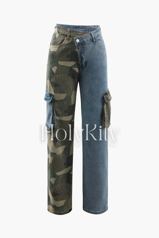 Contrast Camo Cargo Jeans