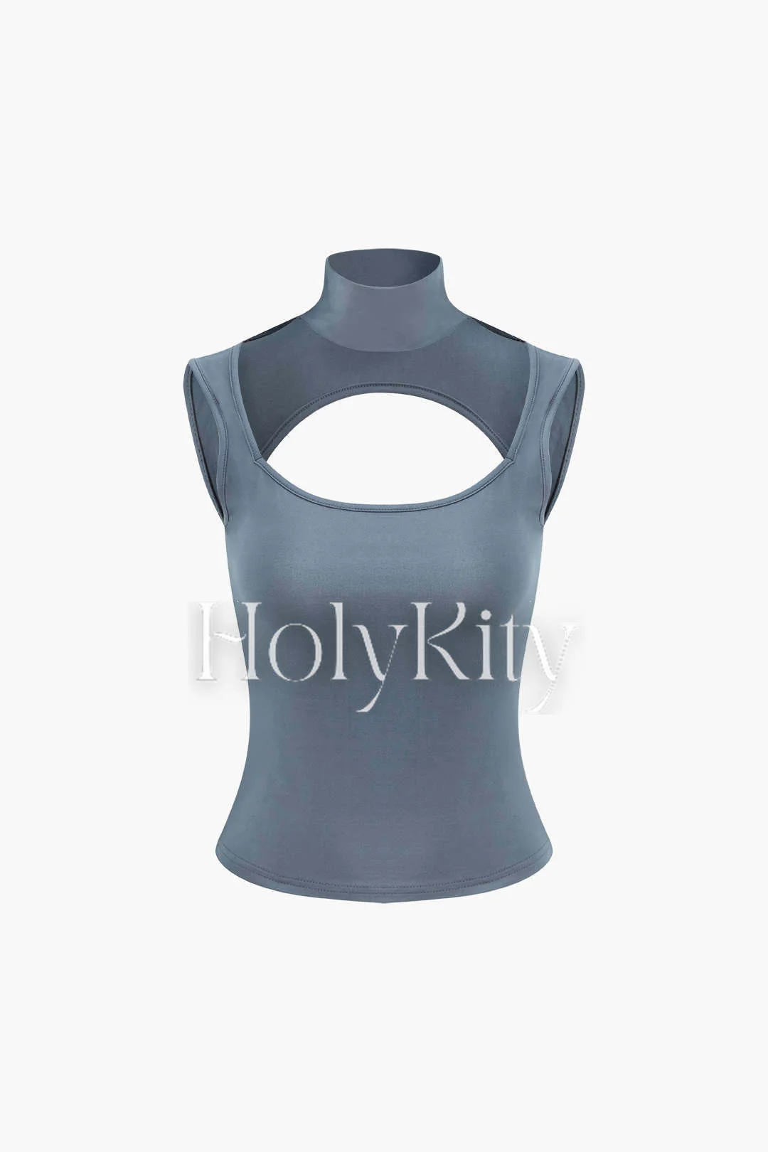Cut Out Mock Neck Tank Top