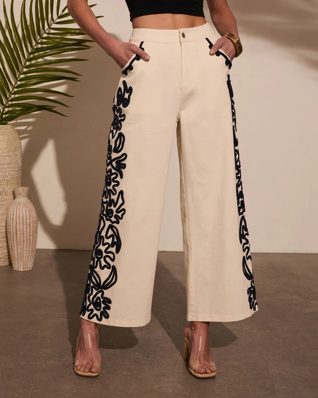 Emmerson Embroidery Wide Leg Denim